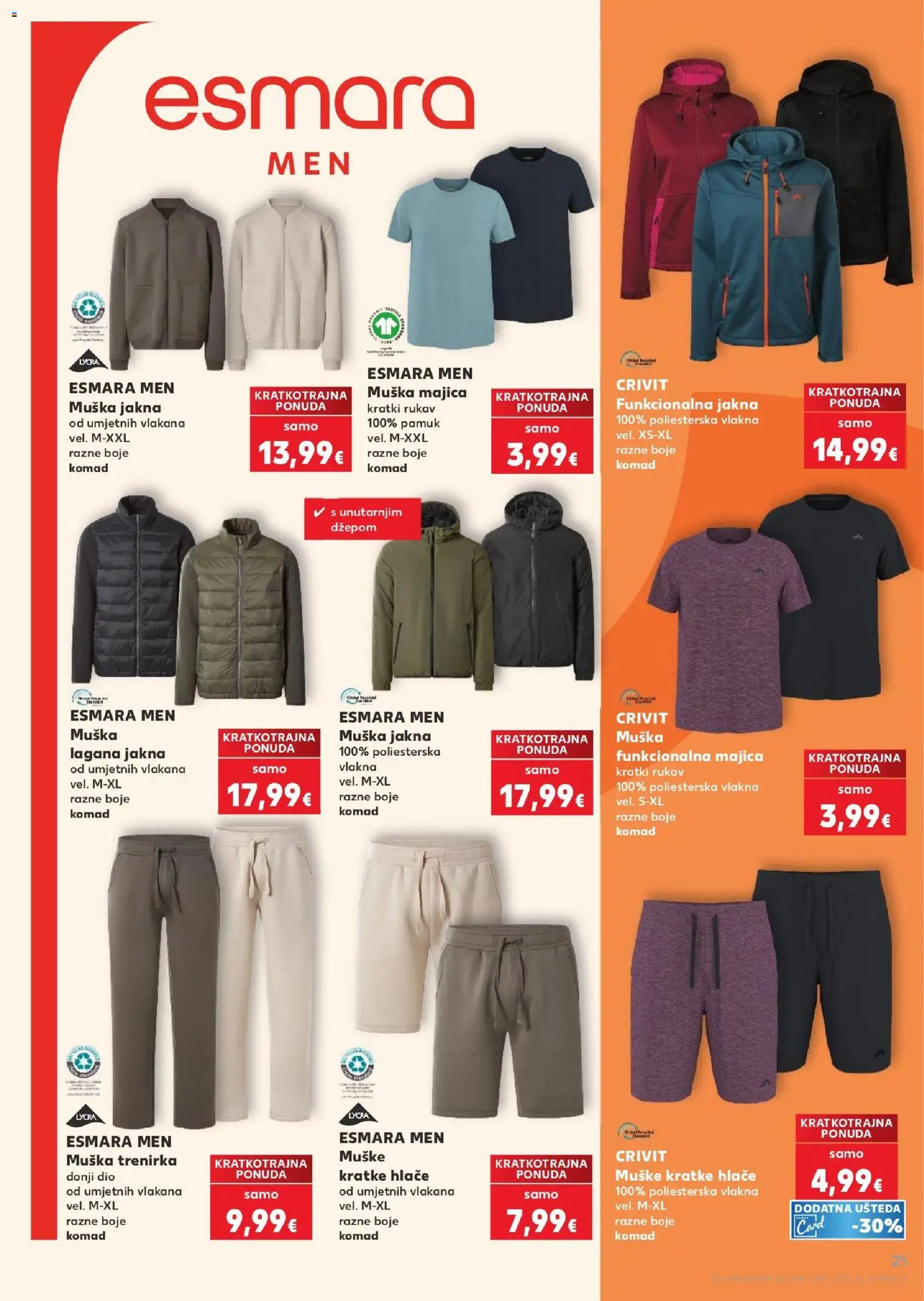 Kaufland katalog | vrijedi od 23.09.2026 | Stranica: 21 | Proizvodi: Majica, Hlače, Kratke hlače, Muška majica