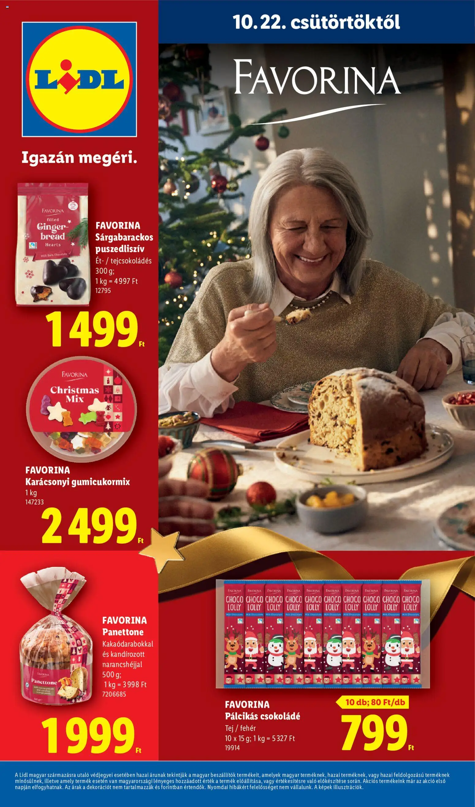 Lidl akciós ujság - amely érvényes a következő dátumtól: 2026.10.22. | Oldal: 1 | Termékek: Panettone, Tej, Csokoládé