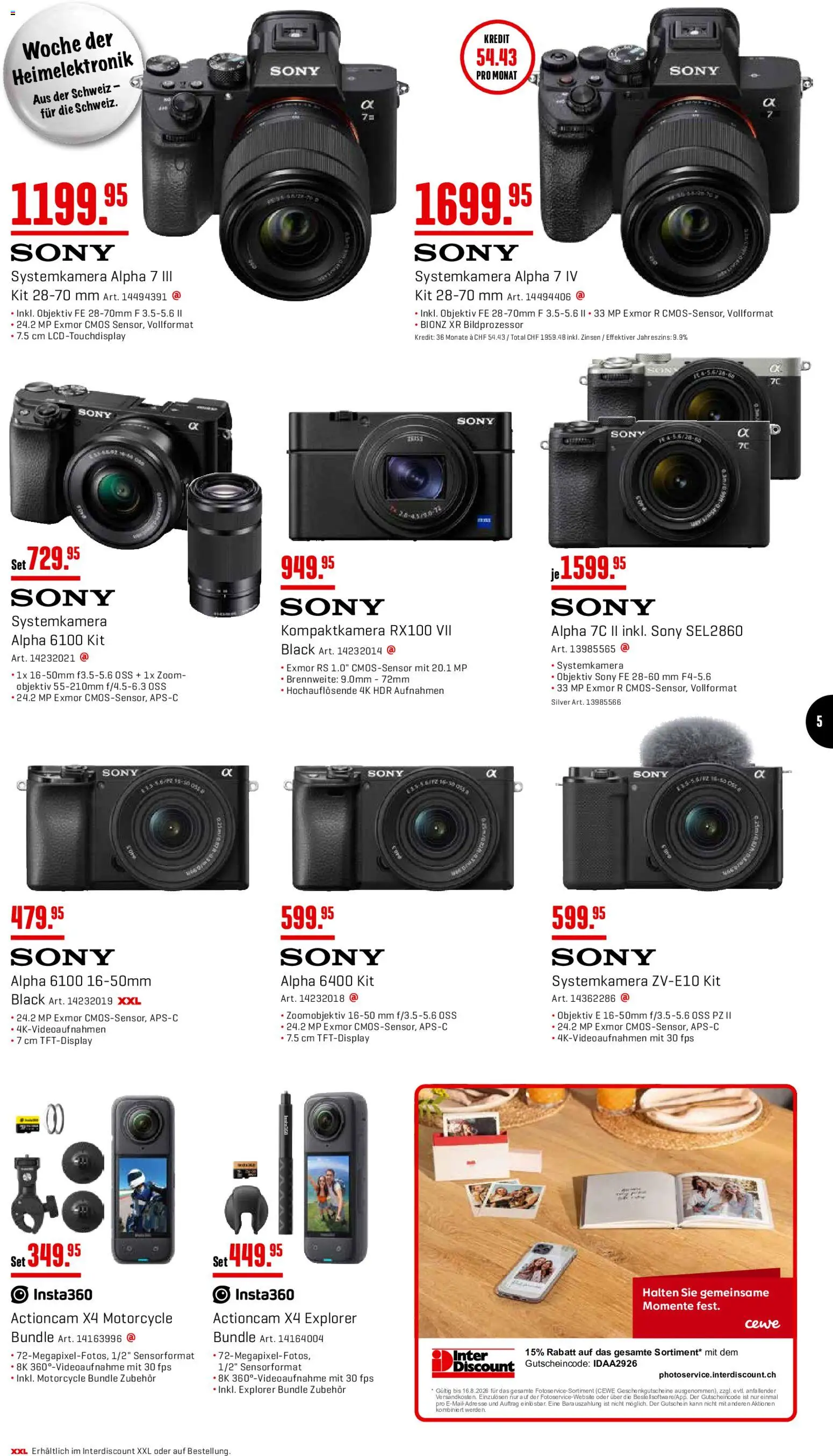 Interdiscount aktionen – gültig ab 20.07.2026 | Seite: 5 | Produkte: Systemkamera, Objektiv, Sony