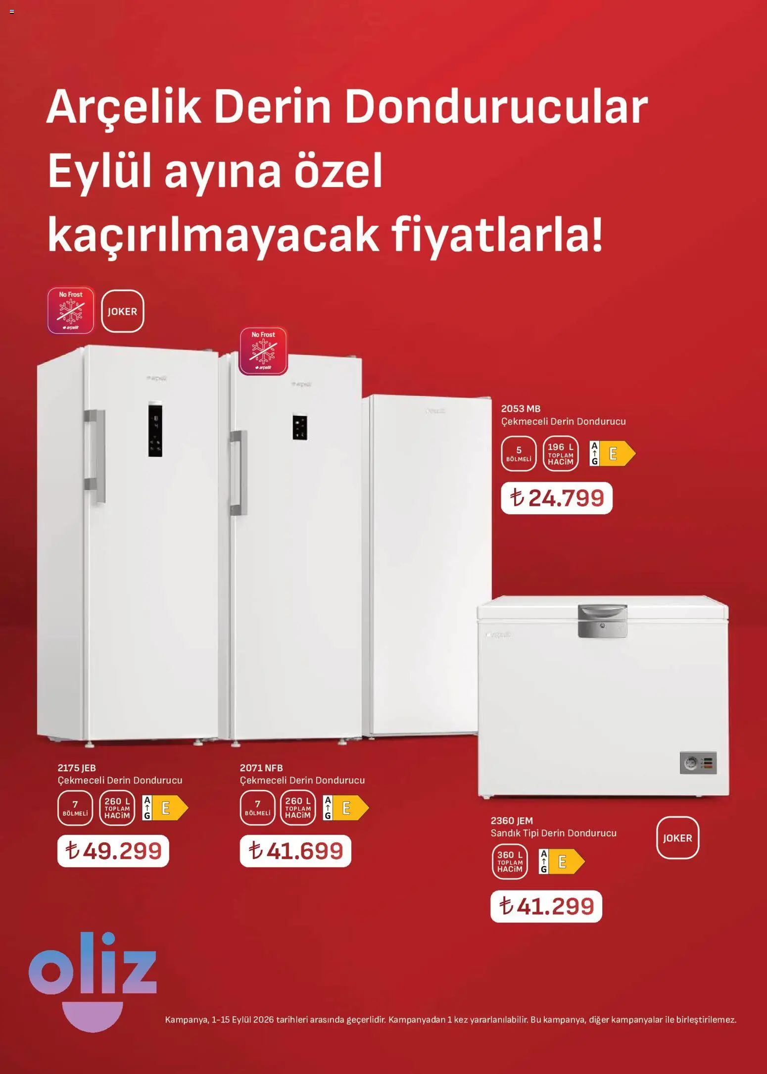 Arçelik Katalog - 01 Eylül 2026 tarihinden itibaren geçerlidir | Sayfa: 20 | Ürünler: Dondurucu