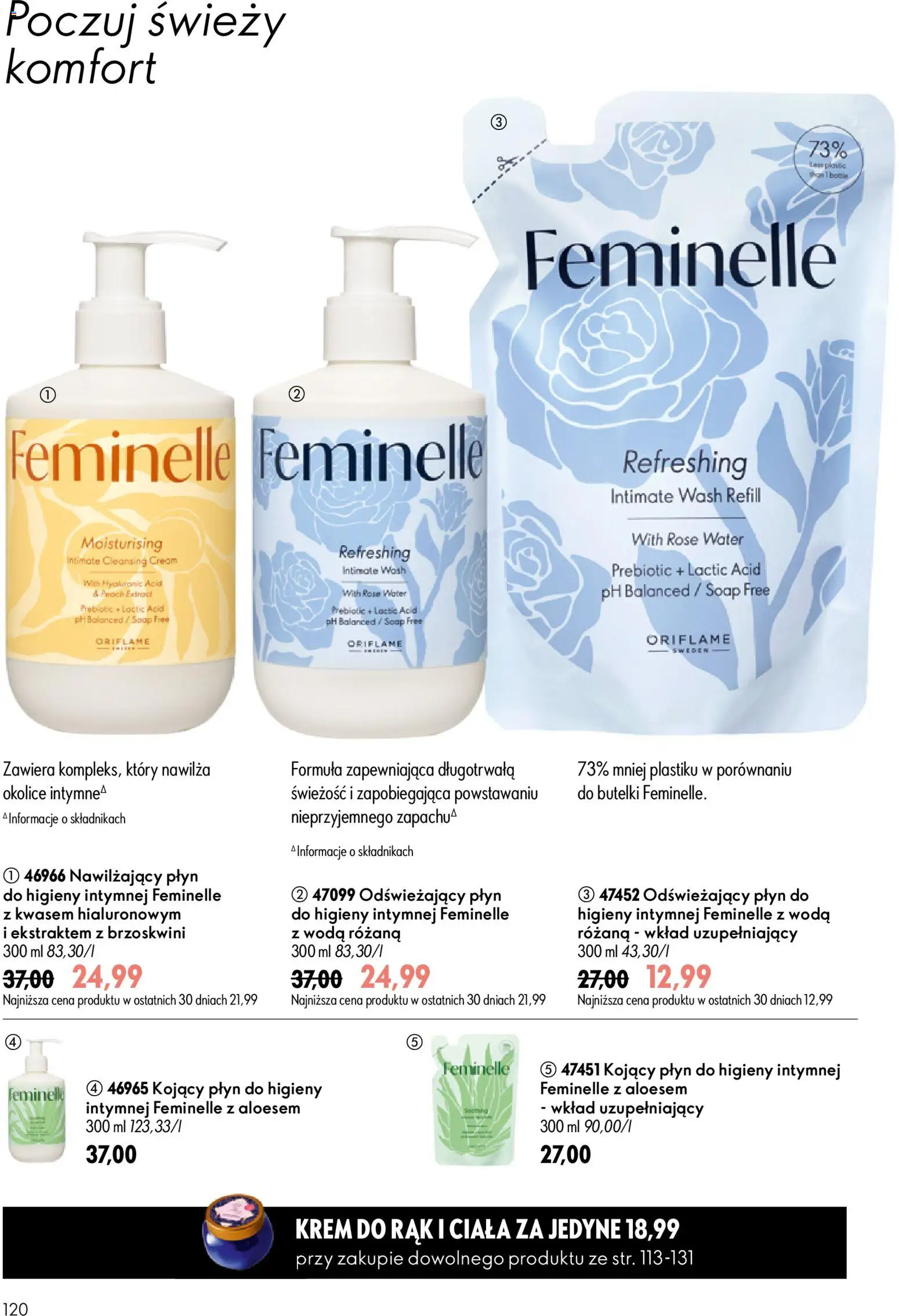 Oriflame Katalog 9 2026 od 17.06.2026 | Strona: 120 | Produkty: Krem do rąk, Krem, Woda, Płyn do higieny intymnej