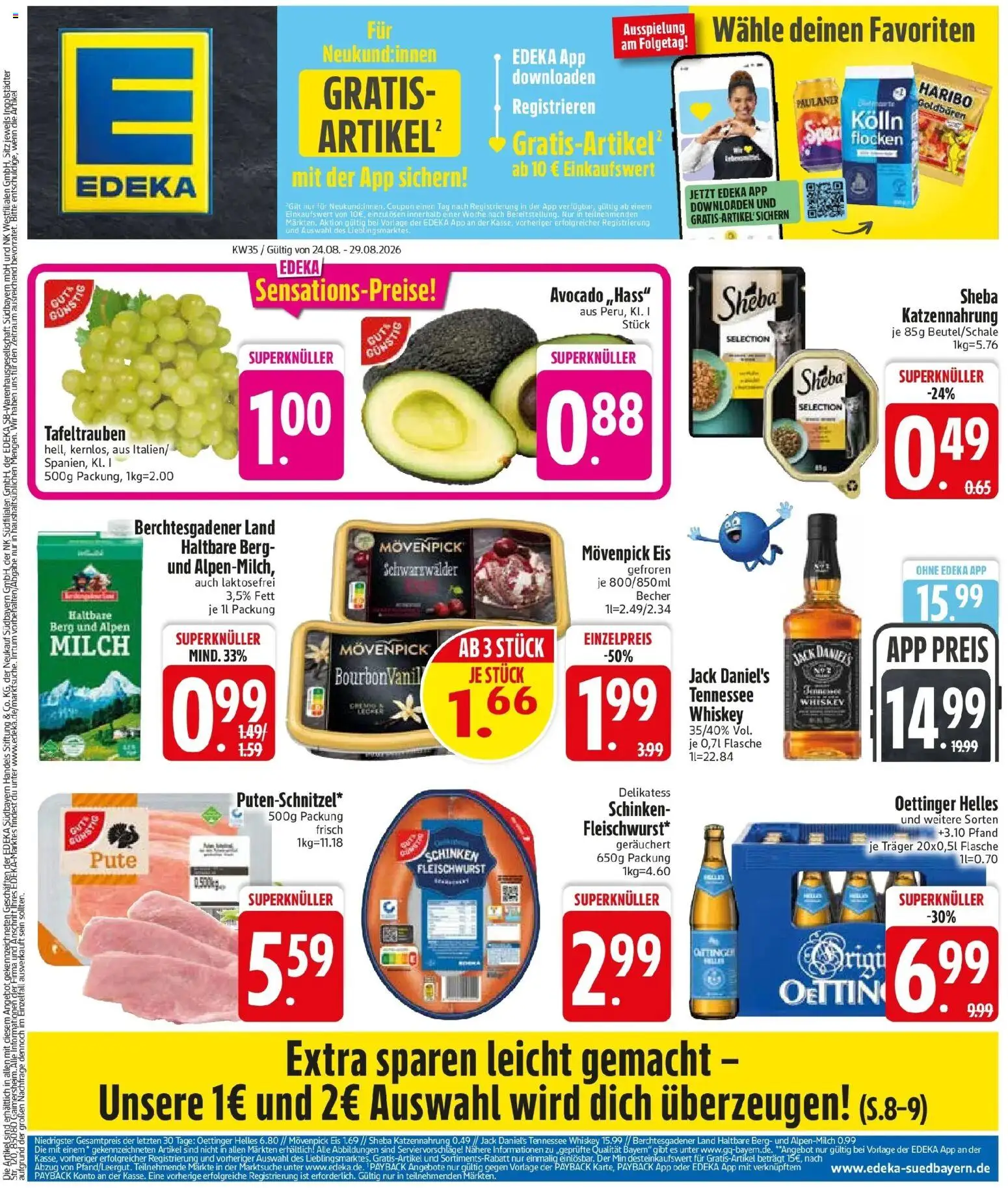 Edeka Prospekt Sauerlach (ab 24.08.2026) » Angebote Online | Seite: 3 | Produkte: Kolln, Movenpick eis, Flocken, Paulaner
