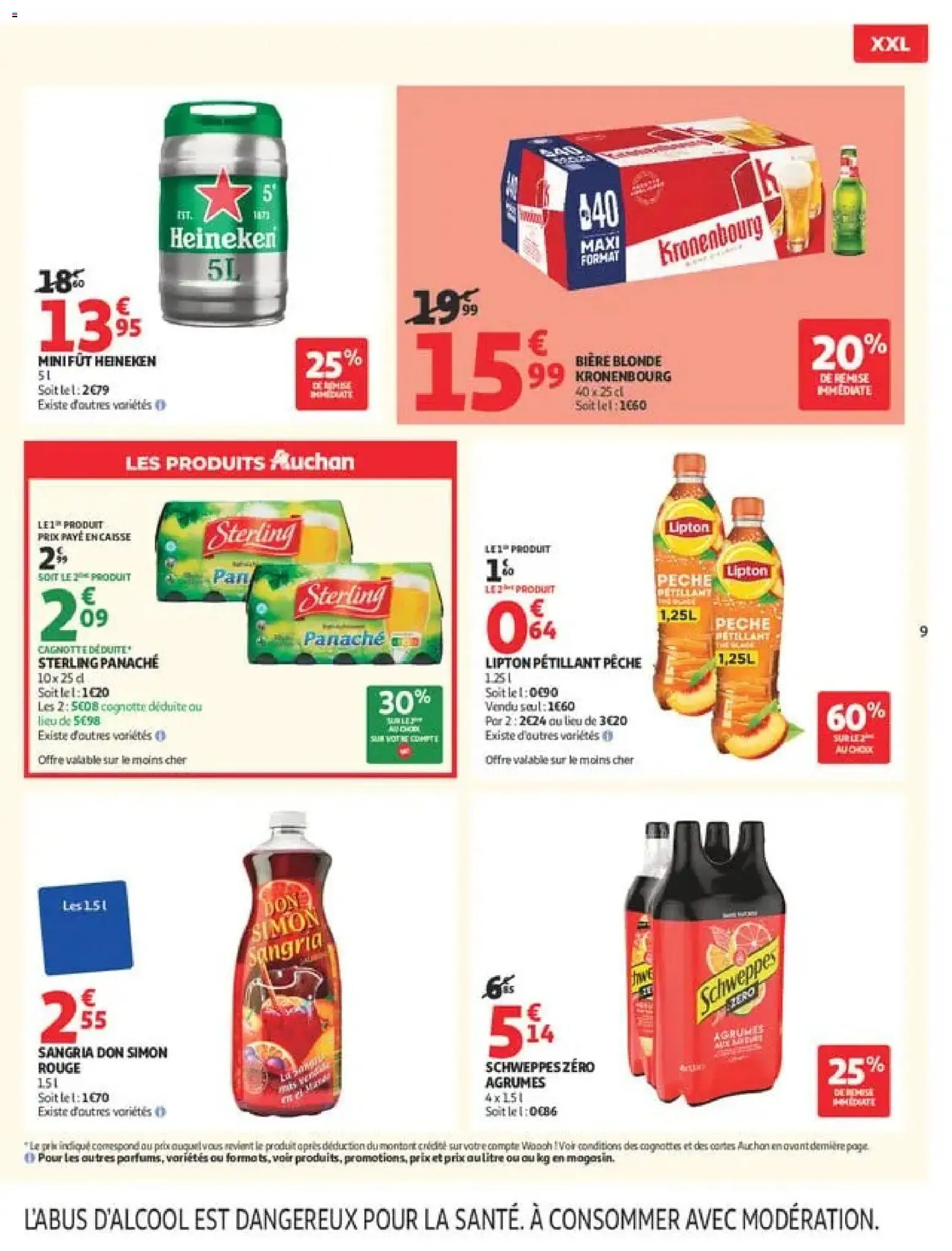{H1} | Page: 9 | Produits: Bière Blonde Kronenbourg, Pêche, Bière blonde, Heineken