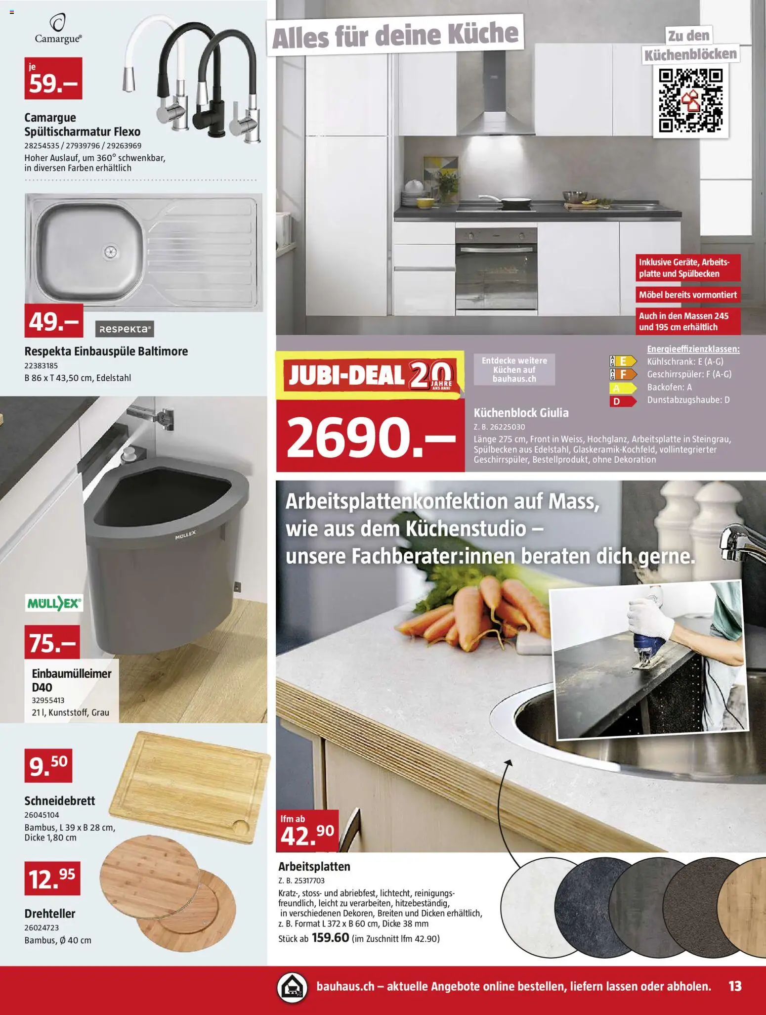 Bauhaus aktionen – gültig ab 26.10.2026 | Seite: 13 | Produkte: Küchenblock, Backofen, Kühlschrank, Geschirrspüler