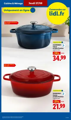 LIDL - Prévisualisation de SILVERCREST, Faitout, en fonte Premium, Env. Ø 26,5 x H 11,5 cm, Env. 4,4 L valide à partir de 27/08/2026 | Page: 31