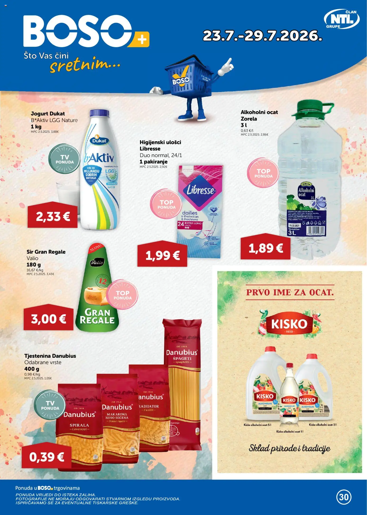 Boso katalog | vrijedi od 23.07.2026 | Stranica: 1 | Proizvodi: Radijator, Sir, Jogurt, Ocat