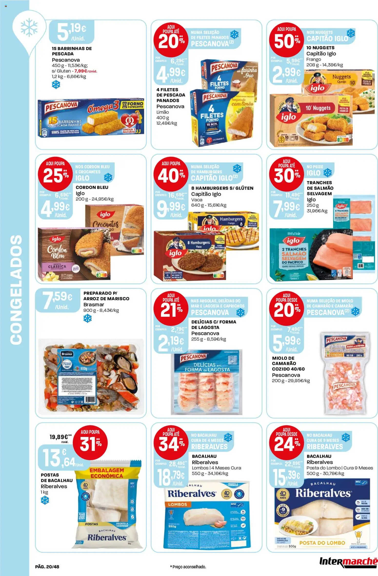 Intermarché folheto │ válido de 11.06.2026 | Página: 20 | Produtos: Forno, Camarão, Salmão, Arroz