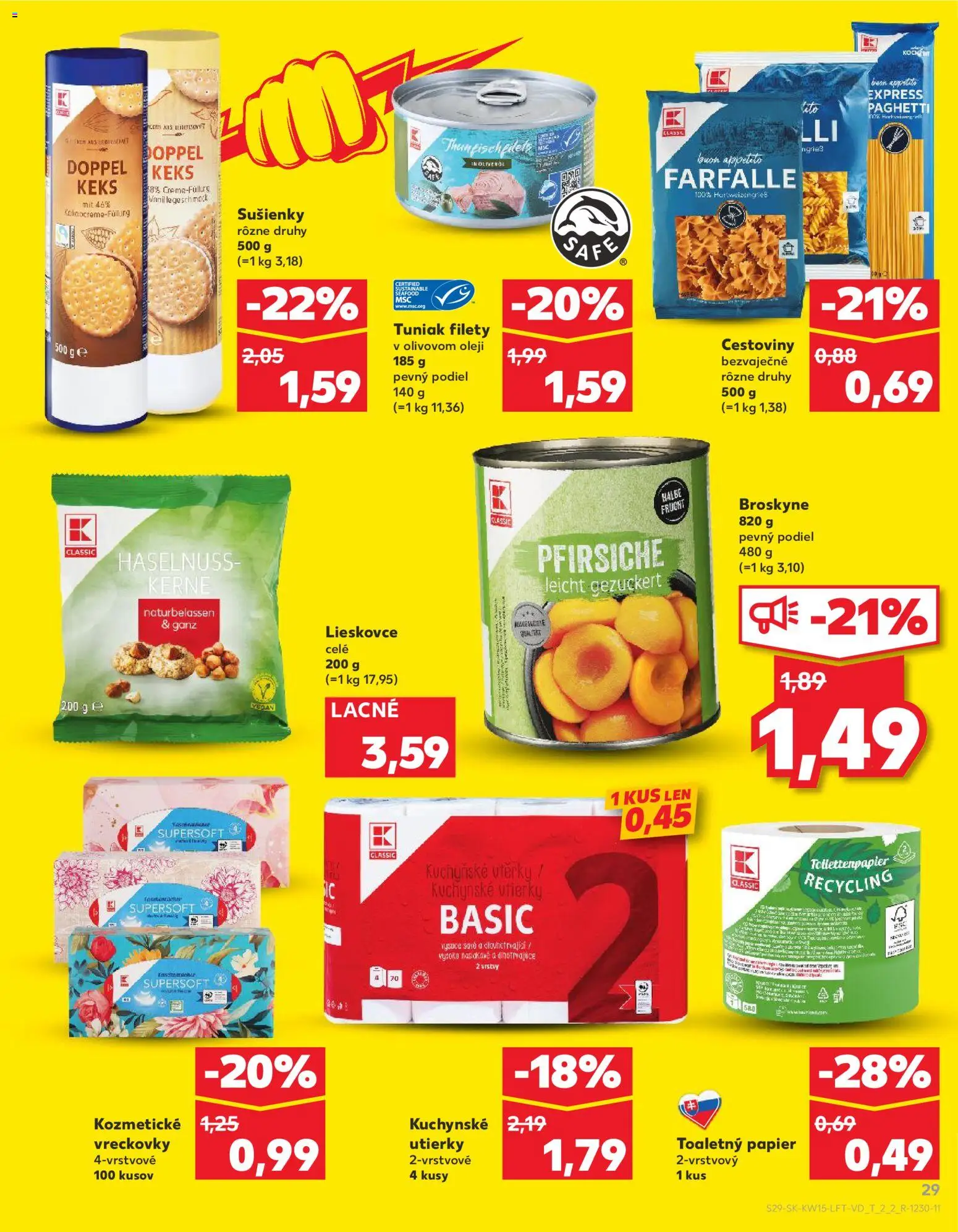 Kaufland SK akciós ujság - amely érvényes a következő dátumtól: 09.04.2026 | Oldal: 29 | Termékek: Farfalle