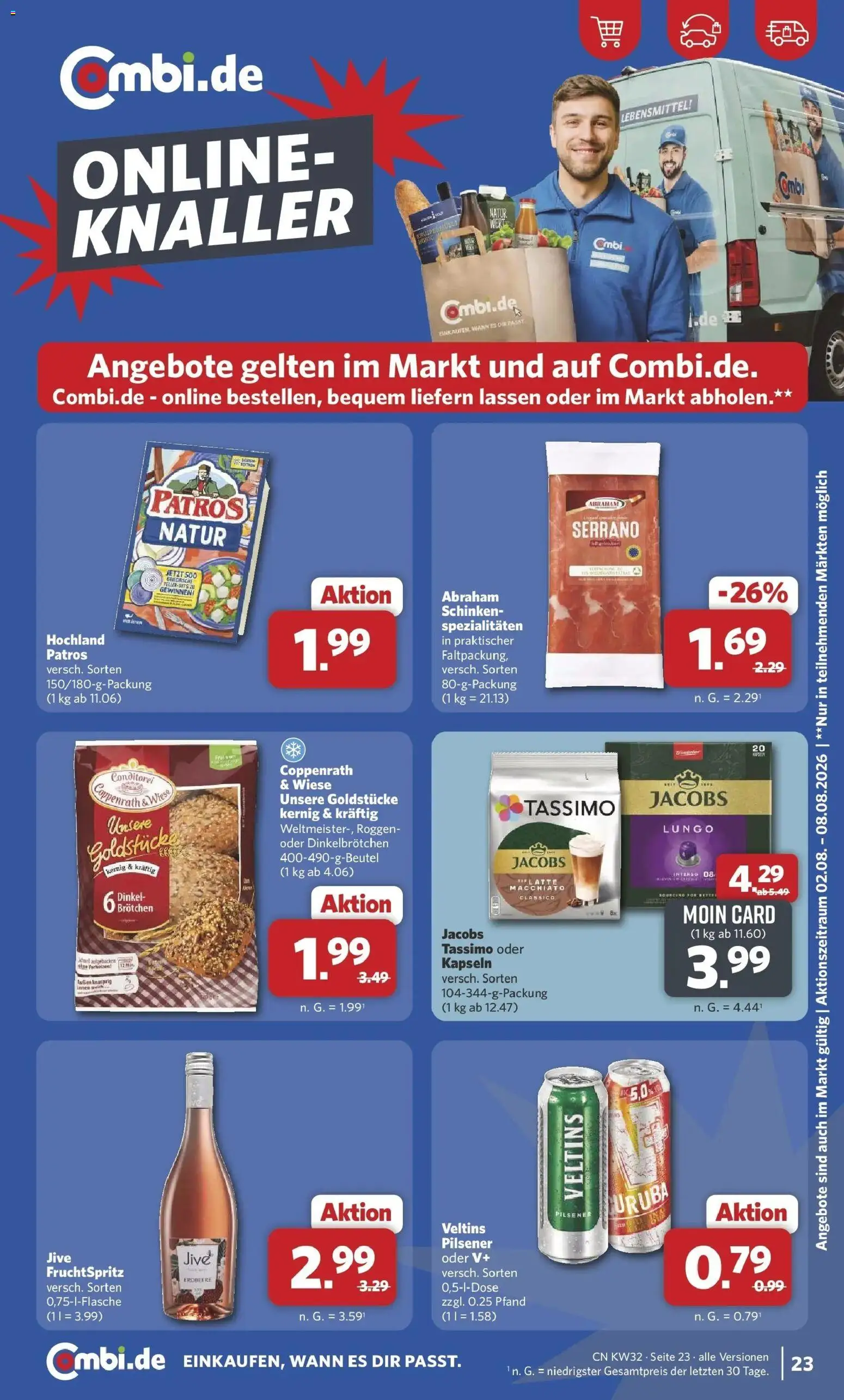 Combi Prospekt Borchen (ab 03.08.2026) zum Blättern | Seite: 27 | Produkte: Patros, Schinken, Tassimo, Veltins