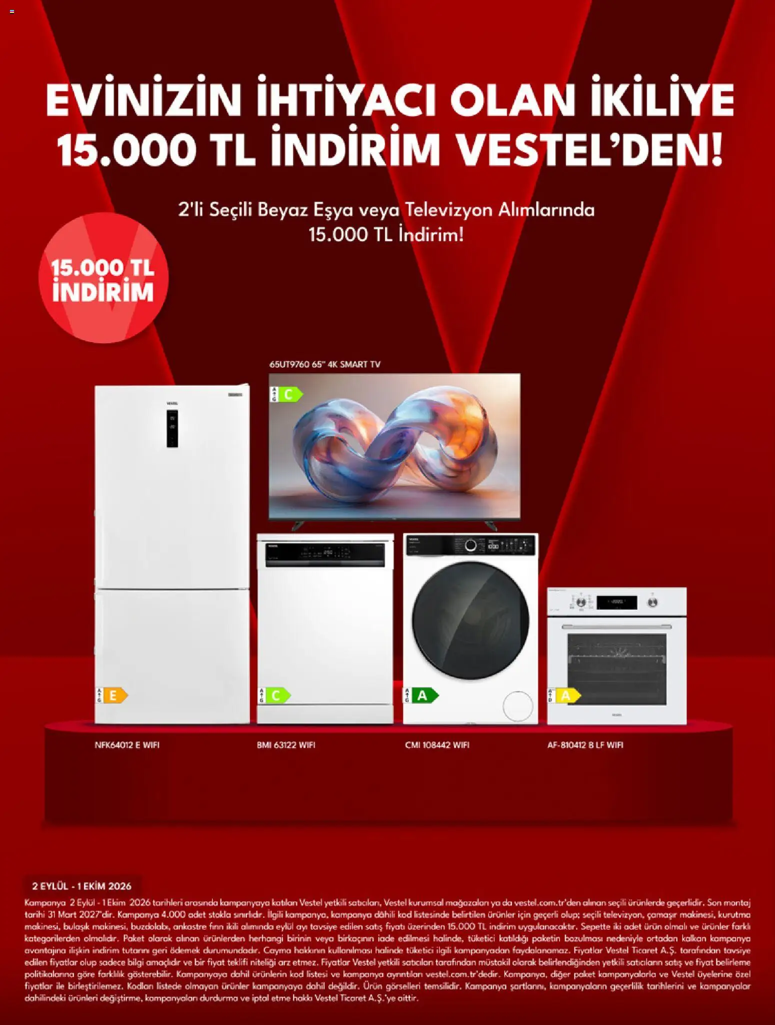 Vestel Katalog - 02 Eylül 2026 tarihinden itibaren geçerlidir | Sayfa: 4 | Ürünler: Kalkan, TV, Televizyon