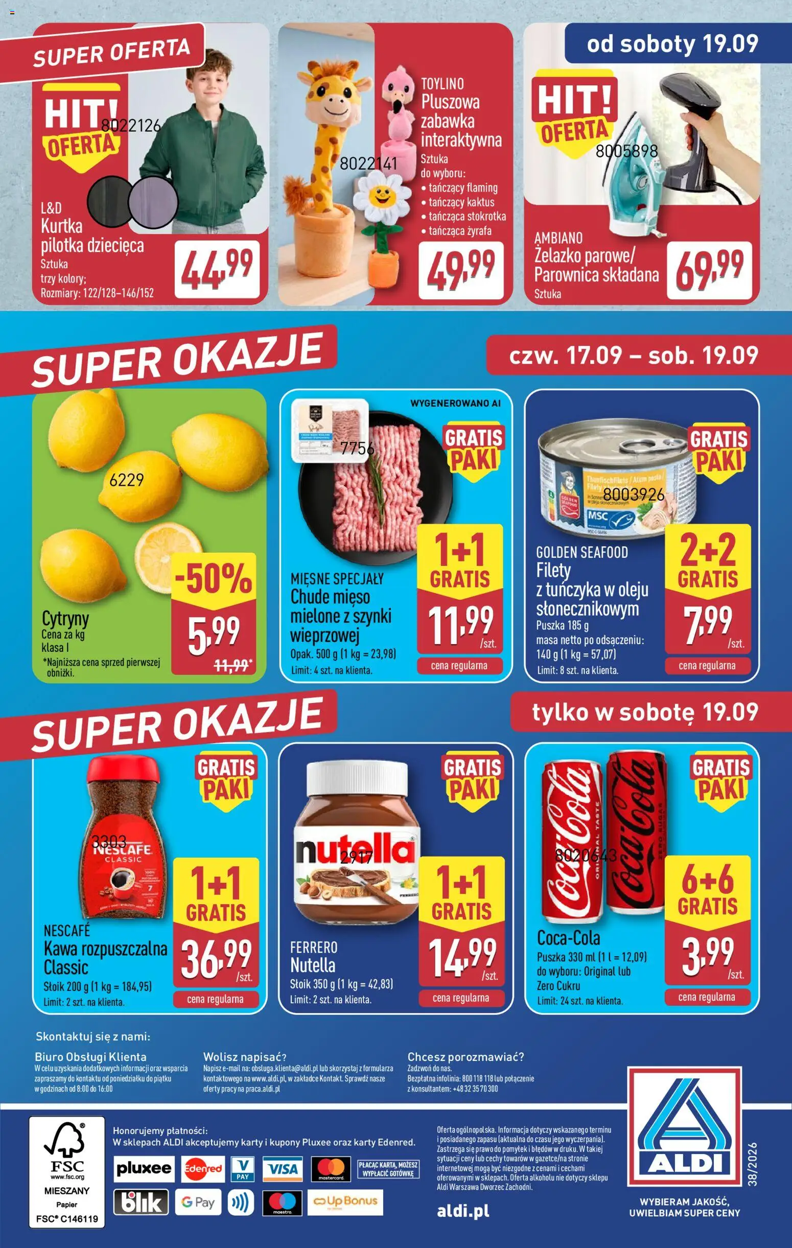 Aldi gazetka - Oferta weekendowa od 17.09.2026 | Strona: 16 | Produkty: Mięso, Żelazko, Cytryny, Kawa