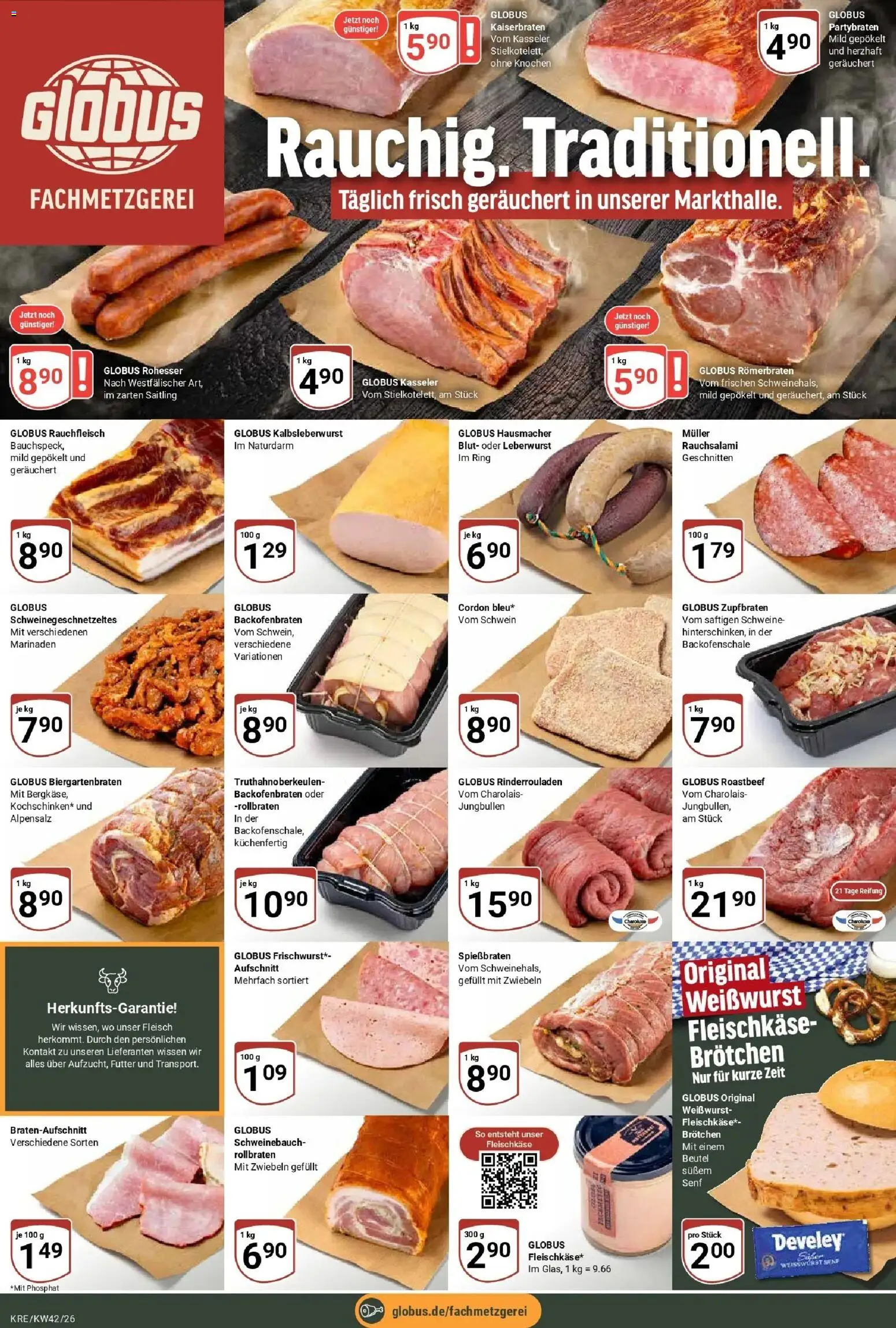 Globus Prospekt Krefeld (ab 12.10.2026) » Angebote online | Seite: 9 | Produkte: Schweinebauch, Weißwurst, Roastbeef, Zwiebeln
