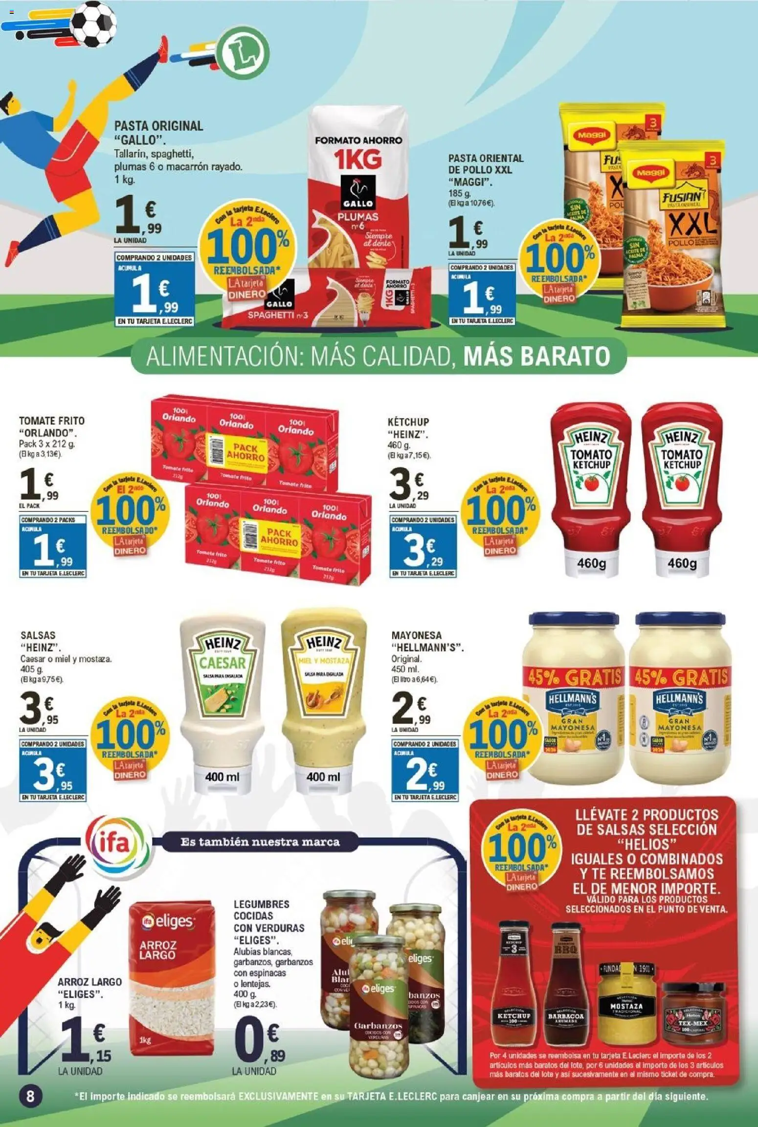E.Leclerc folleto Gool │ válido desde el 03.06.2026 | Página: 8 | Productos: Pasta, Té, Ensalada, Οθόνη προβολής