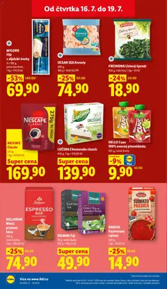 Náhled letáku Lidl leták od 16.07.2026 | Strana: 28 | Produkty: Káva Bellarom, Pasírovaná rajčata, Treska, File
