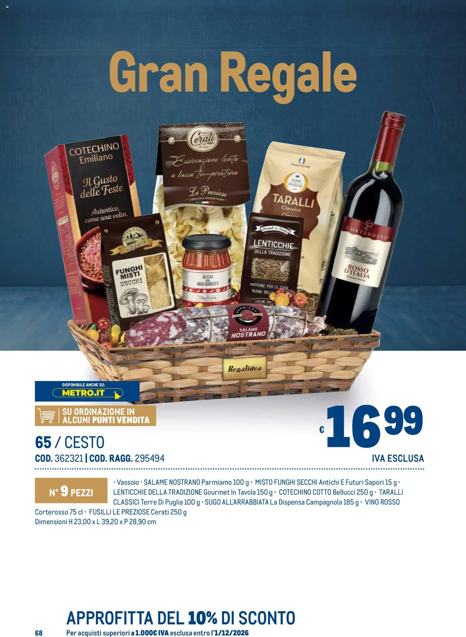 Volantino Metro del 19/10/2026 | Pagina: 68 | Prodotti: Funghi, Vassoio, Vino rosso, Cotechino