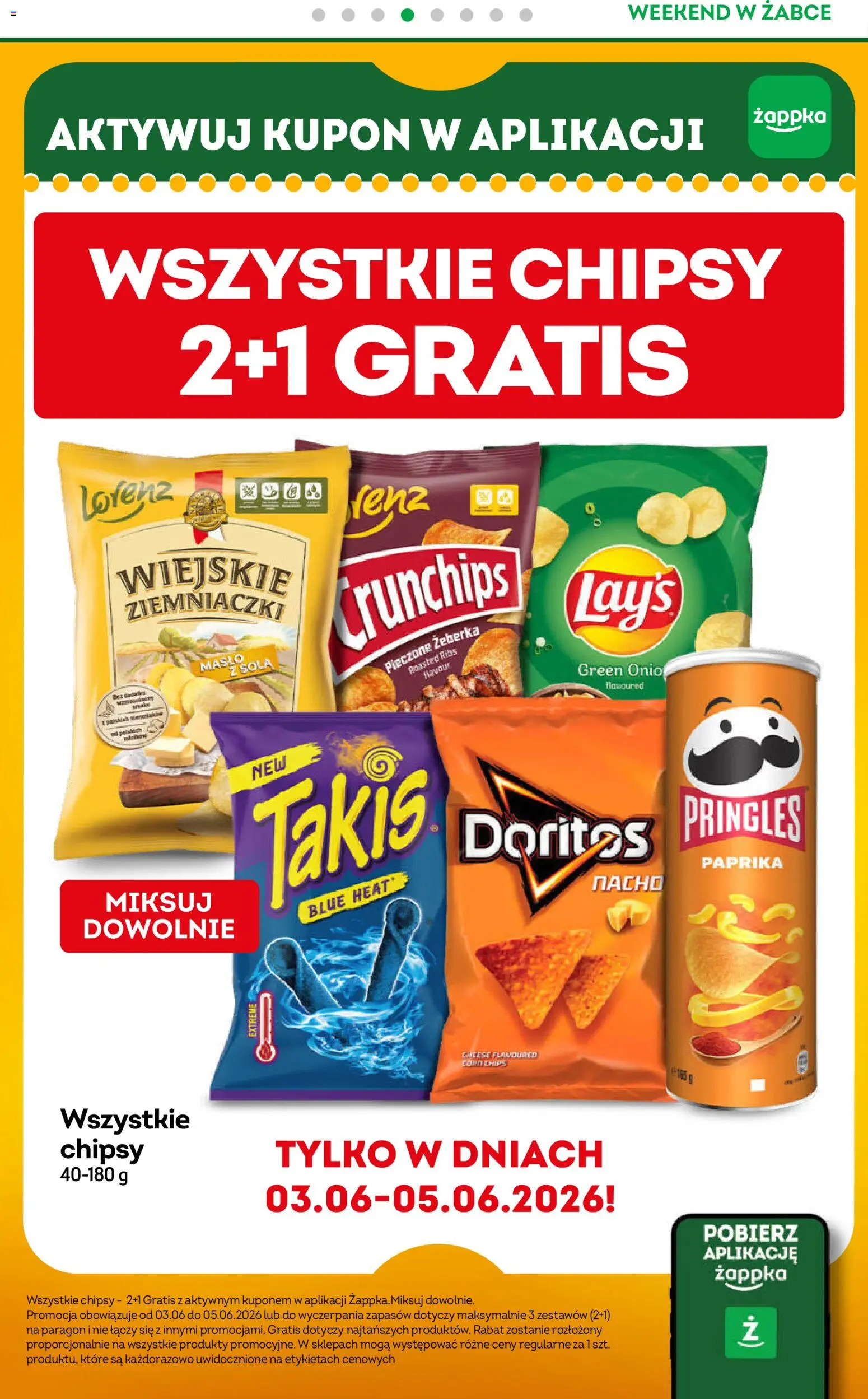 Żabka gazetka - Weekendowe promocje od 05.06.2026 | Strona: 5 | Produkty: Chipsy, Ziemniaczki, Masło, Pringles