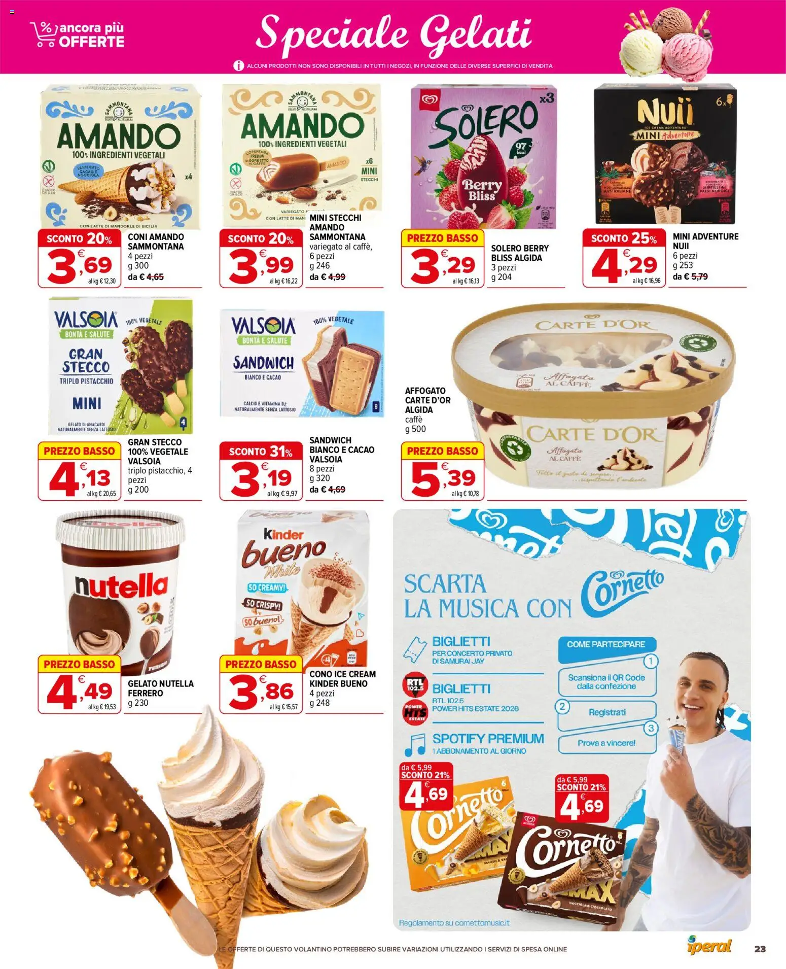 Volantino Iperal del 01/07/2026 | Pagina: 23 | Prodotti: Gelato, Noci, Nutella, Mirtilli