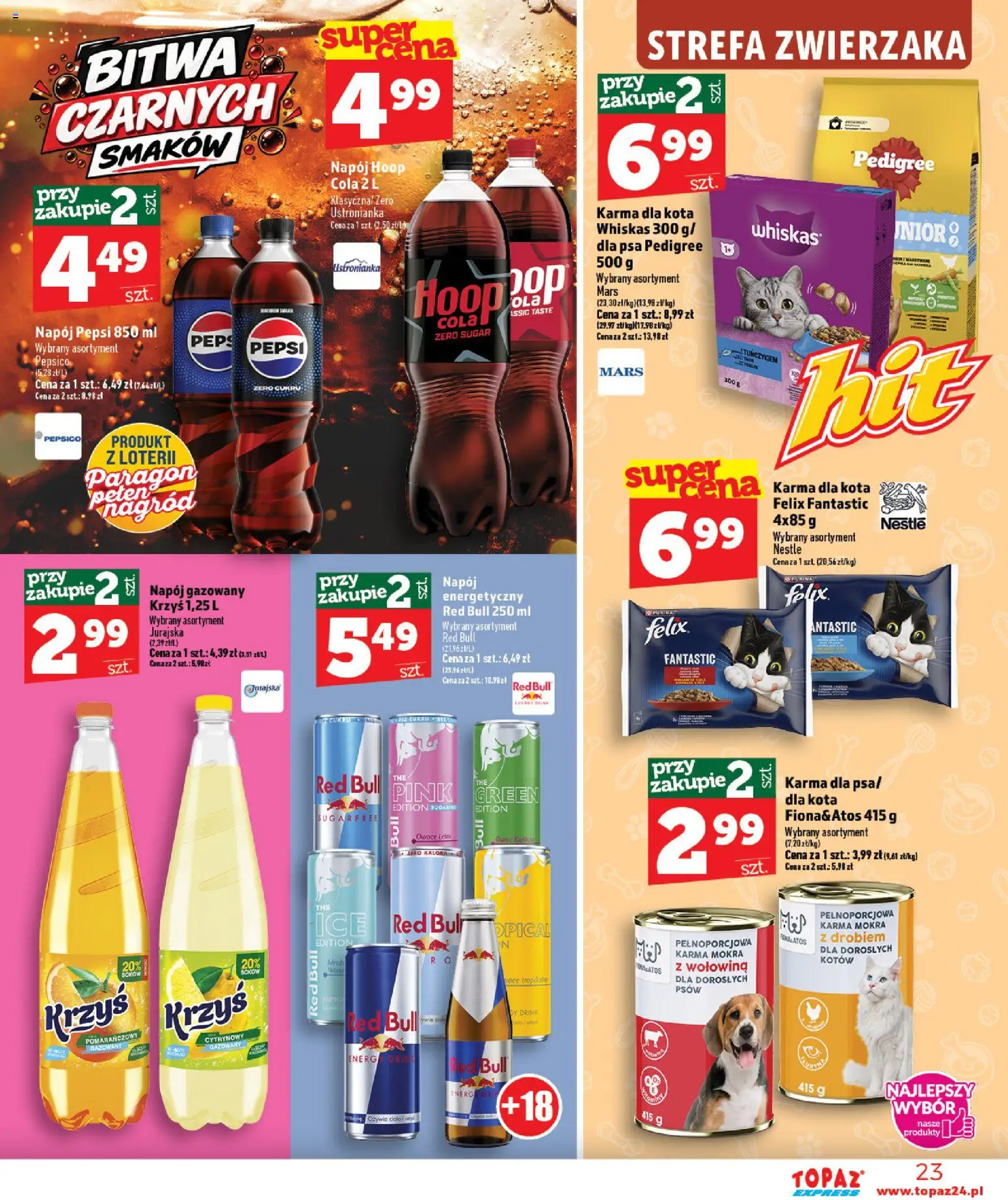 Topaz gazetka - Express od 10.09.2026 | Strona: 23 | Produkty: Red bull, Whiskas, Pepsi, Karma mokra