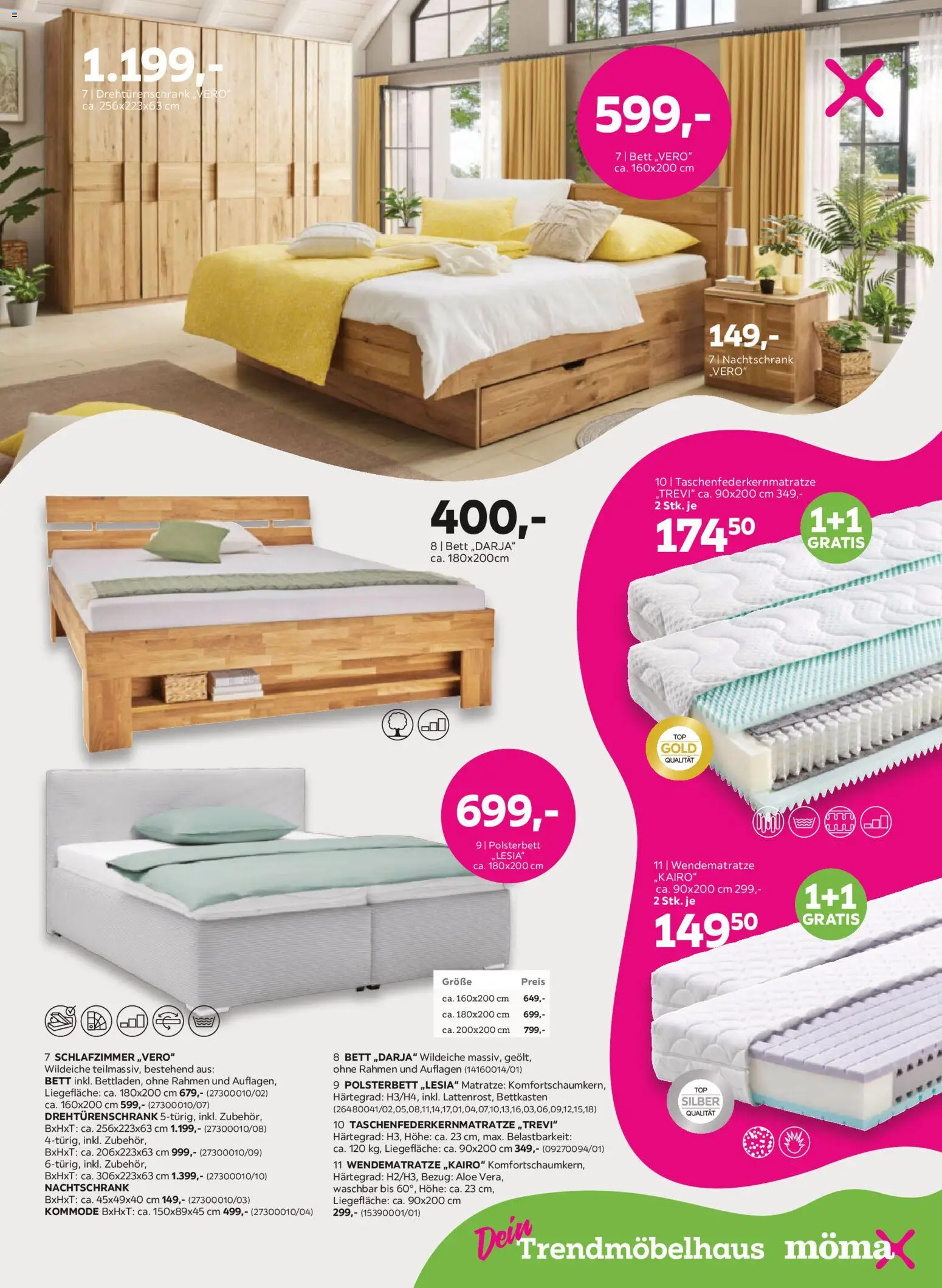 Mömax Prospekt – gültig ab 28.09.2026 | Seite: 5 | Produkte: Bett, Matratze, Kommode, Drehtürenschrank