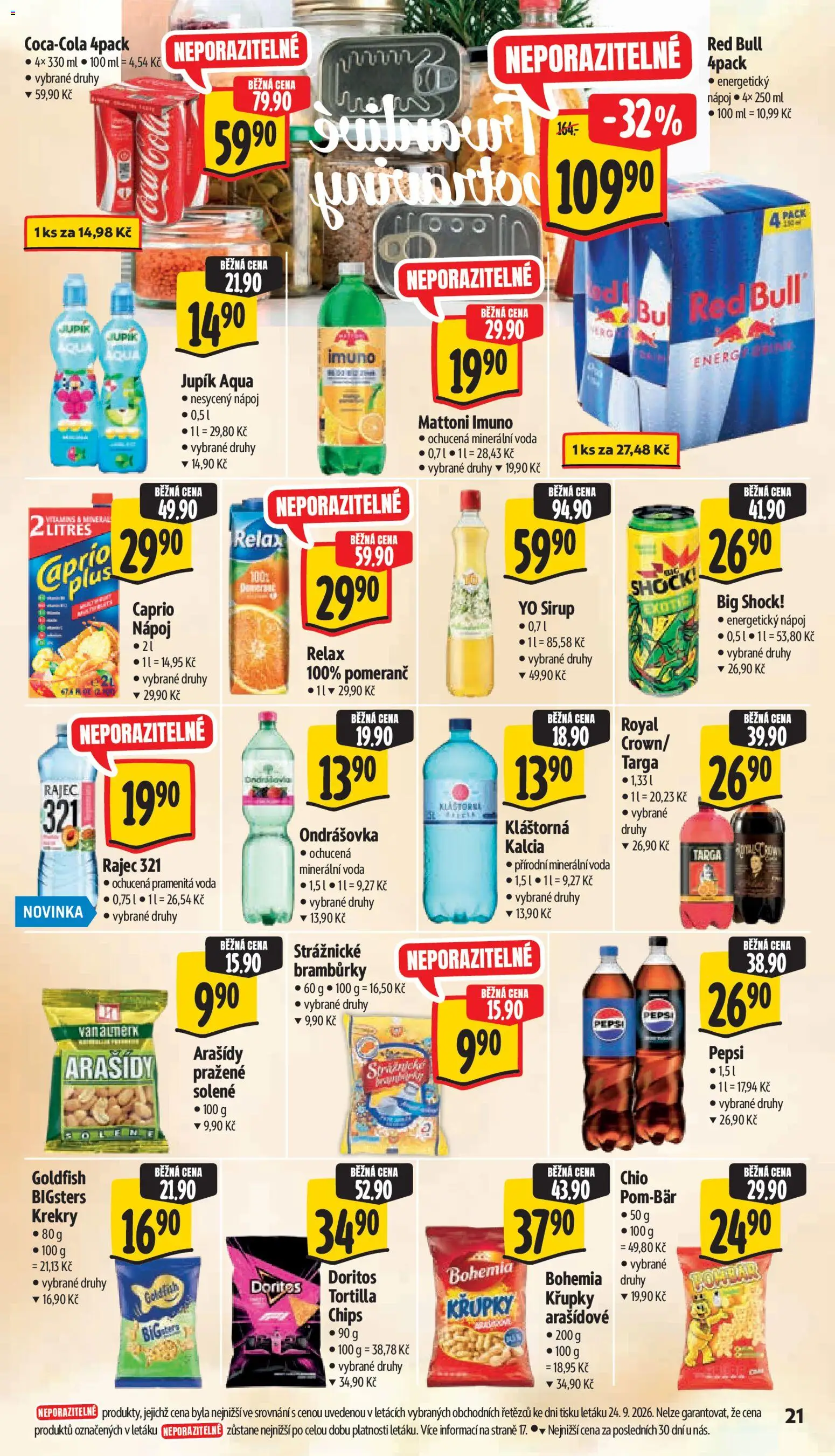 Albert leták - Supermarket Frenštát pod Radhoštěm od 30.09.2026 | Strana: 35 | Produkty: Voda, Arašídy, Red Bull, Pramenitá voda