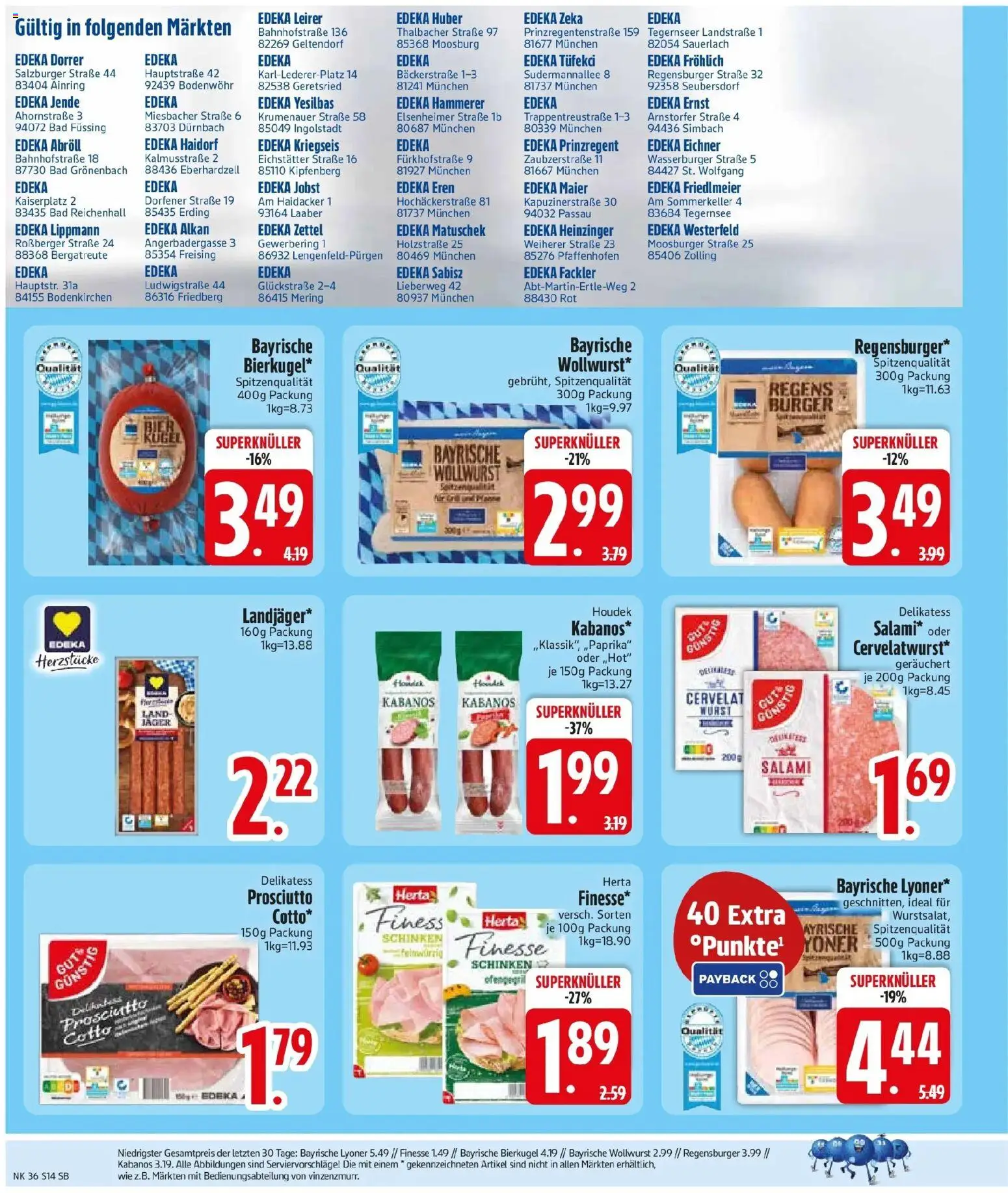 Edeka Prospekt Sauerlach (ab 31.08.2026) » Angebote Online | Seite: 16 | Produkte: Burger, Wurst, Salami, Schinken