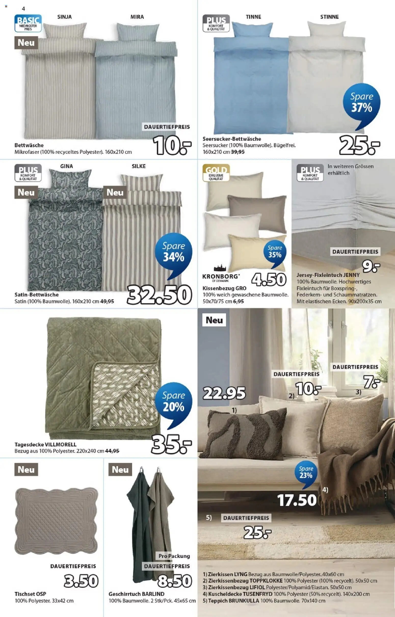 JYSK aktionen – gültig ab 18.08.2026 | Seite: 4 | Produkte: Tagesdecke, Teppich, Bettwäsche