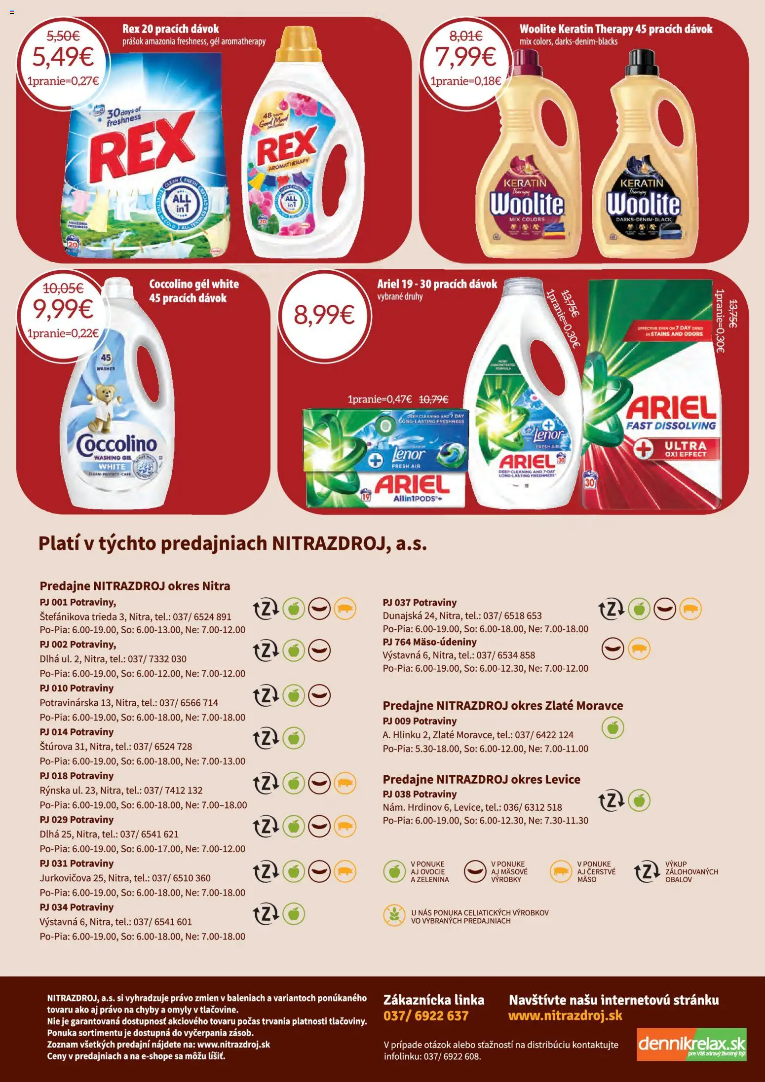 Nové Nitrazdroj akcie – leták je platný od 06.08.2026 | Strana: 24 | Produkty: Ariel, Coccolino, Ovocie, Lenor