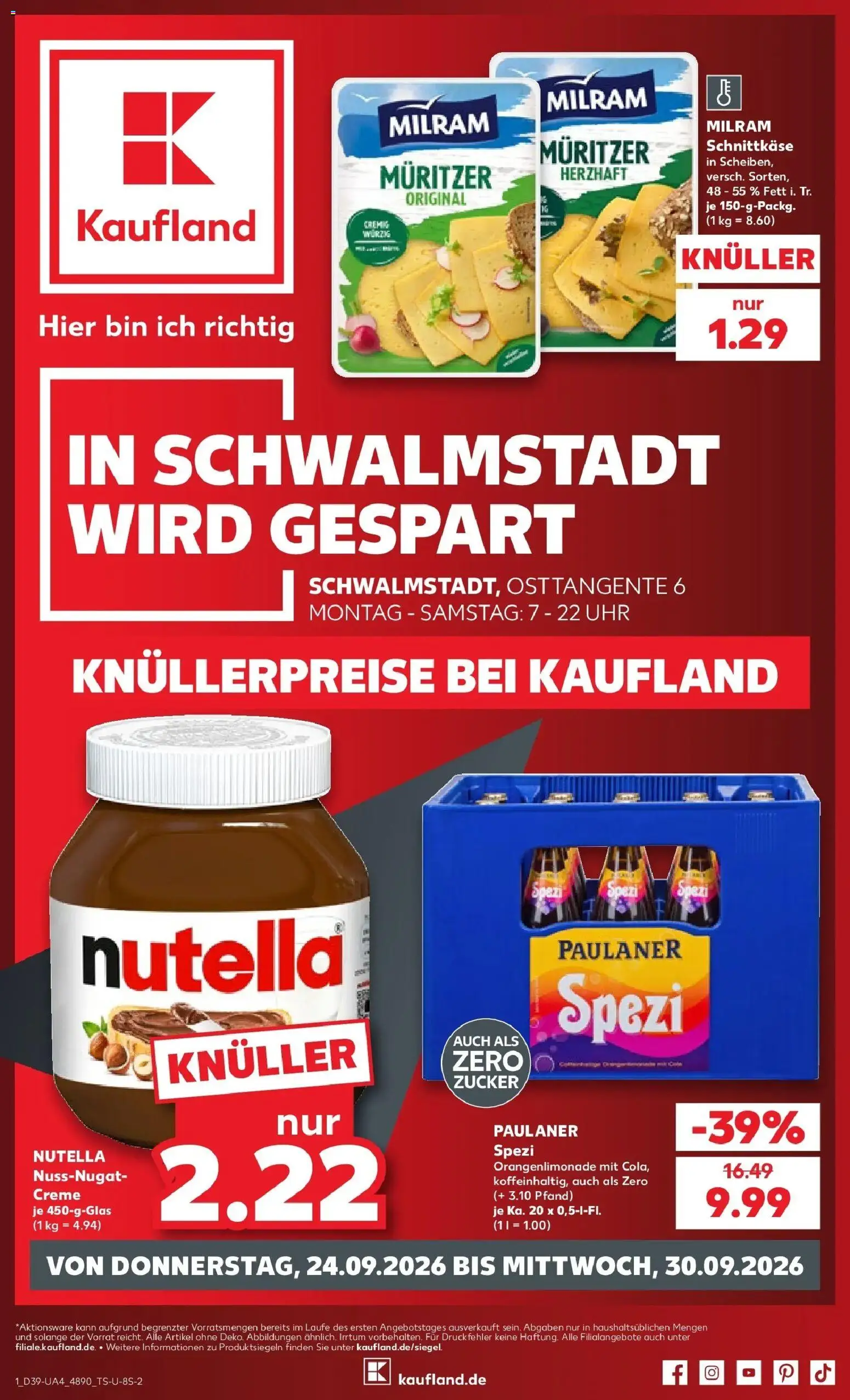 Prospekt Kaufland ab 21.09.2026 » Angebote Online zum Blättern | Seite: 13 | Produkte: Paulaner spezi, Creme, Nutella, Uhr
