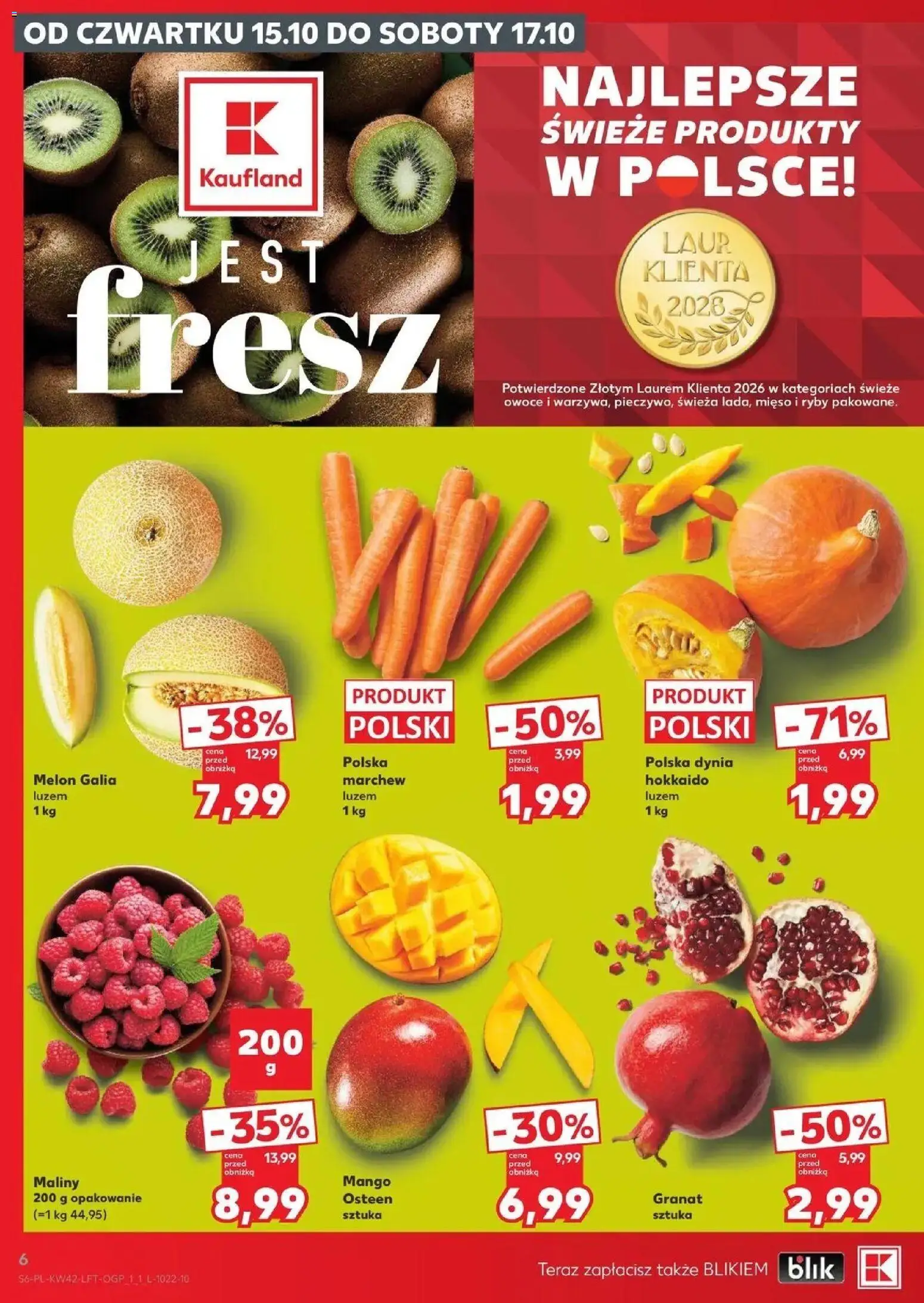 Kaufland aktualna gazetka od 15.10.2026 - od jutra PDF | Strona: 6 | Produkty: Dynia, Mięso, Dynia Hokkaido, Ryby