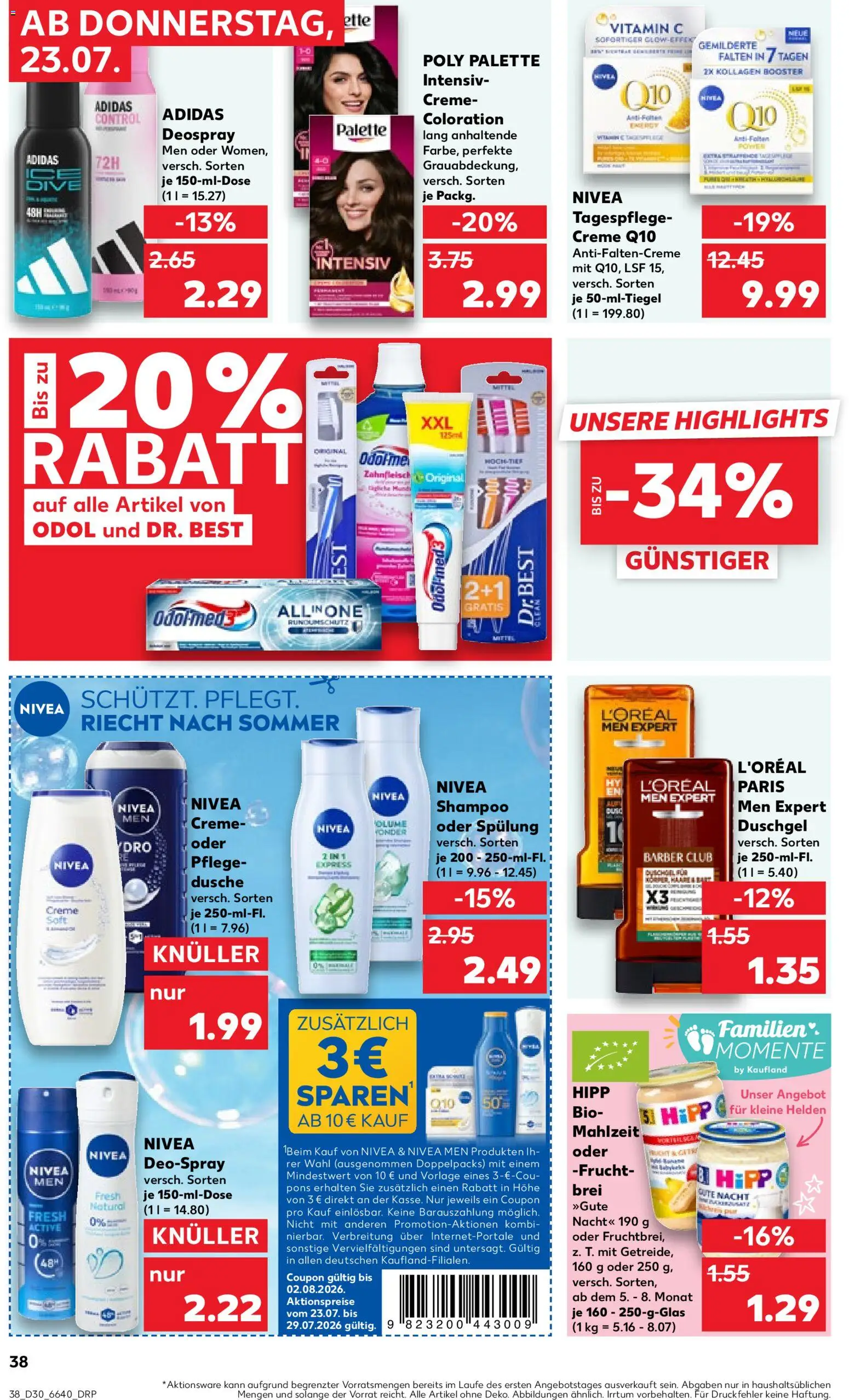 Kaufland Prospekt Stuttgart – gültig ab 23.07.2026 | Seite: 38 | Produkte: Dusche, Shampoo, Spülung, Duschgel