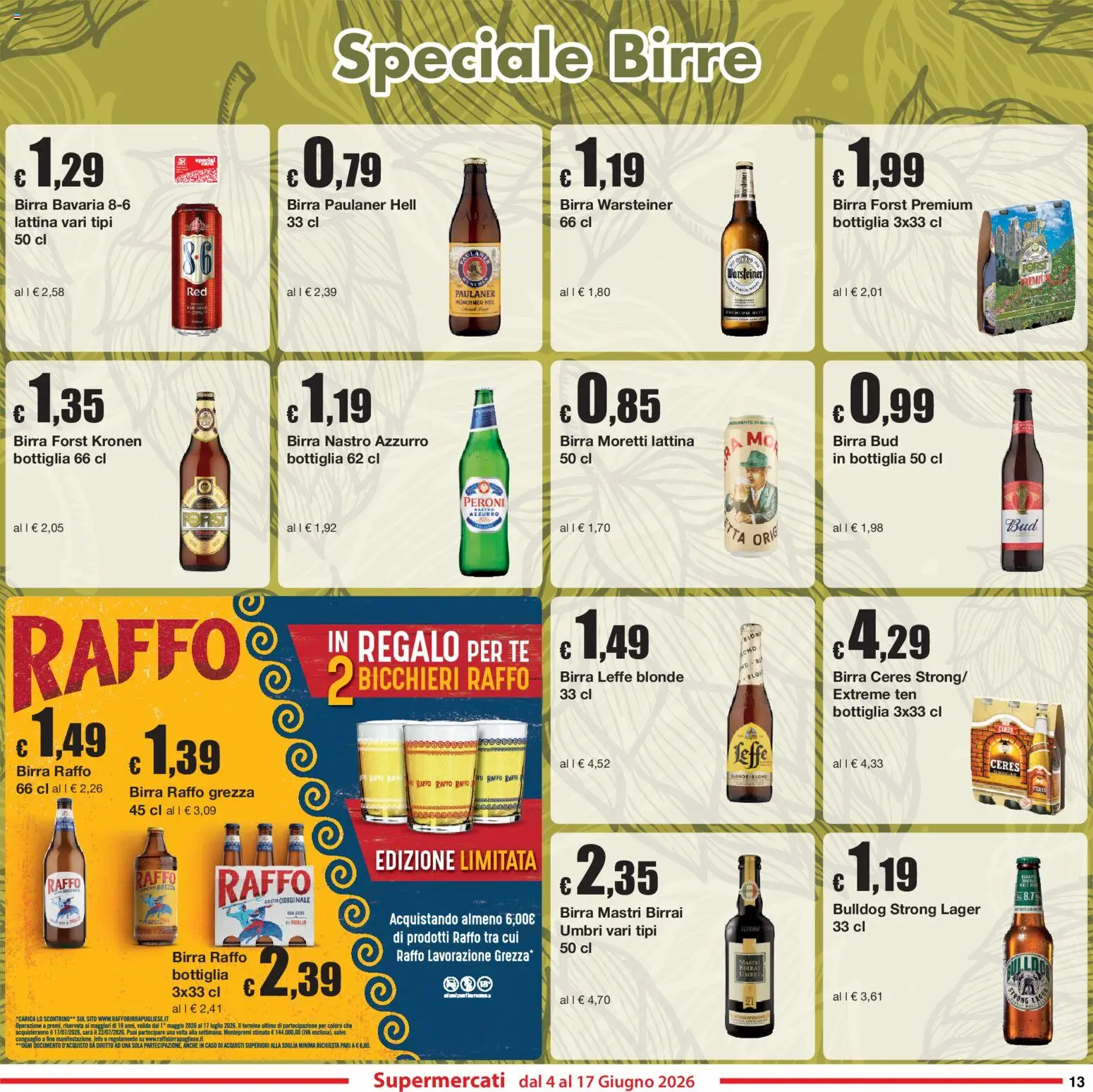 Volantino Sì con Te del 04.06.2026 | Pagina: 13 | Prodotti: Birra, Birra Moretti, Ceres, Bottiglia