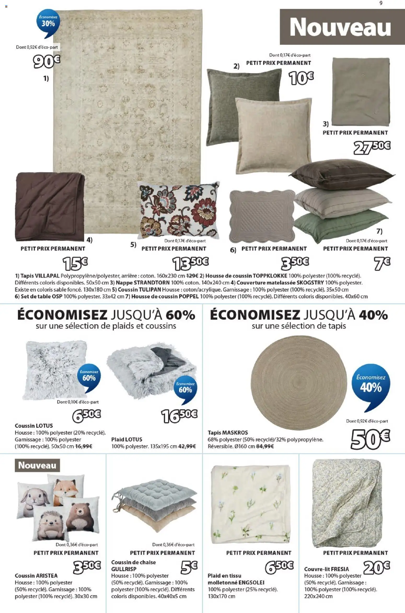 {H1} | Page: 9 | Produits: Lotus, Table, Housse de coussin, Tapis