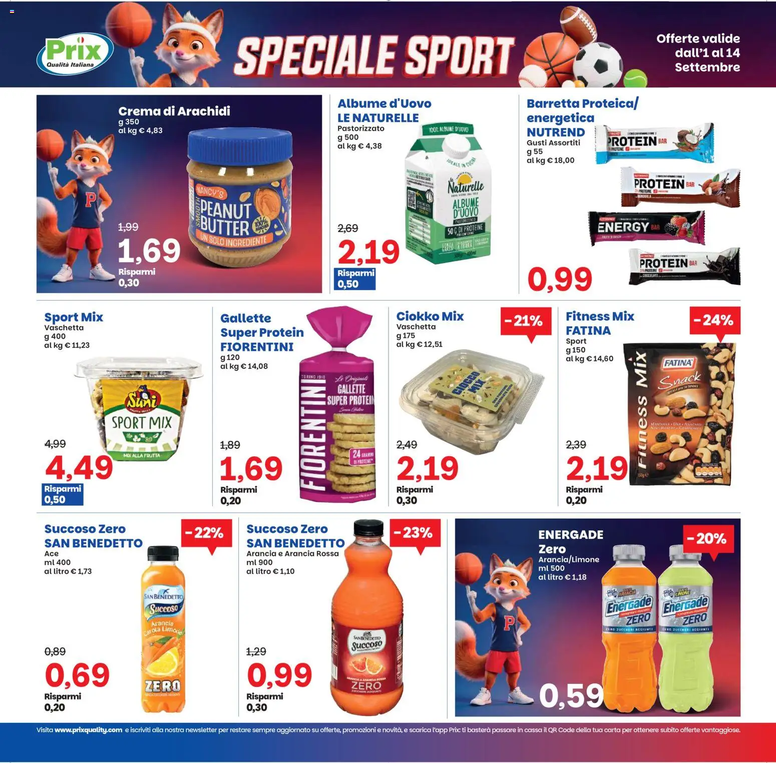 Volantino Prix del 01/09/2026 | Pagina: 14 | Prodotti: Crema, Frutta, Barretta, Arachidi