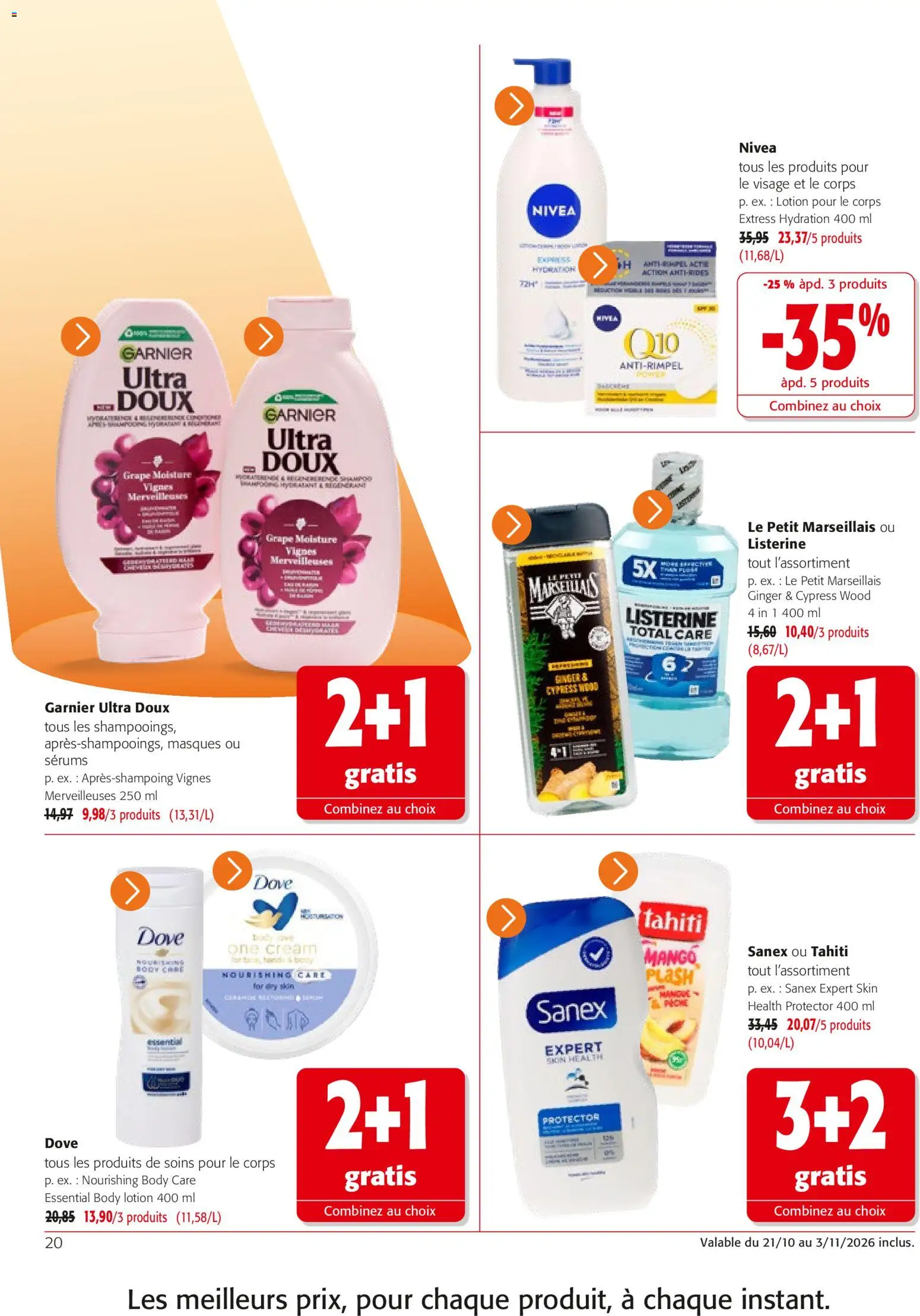 {H1} | Page: 20 | Produits: Body, Listerine, Masques