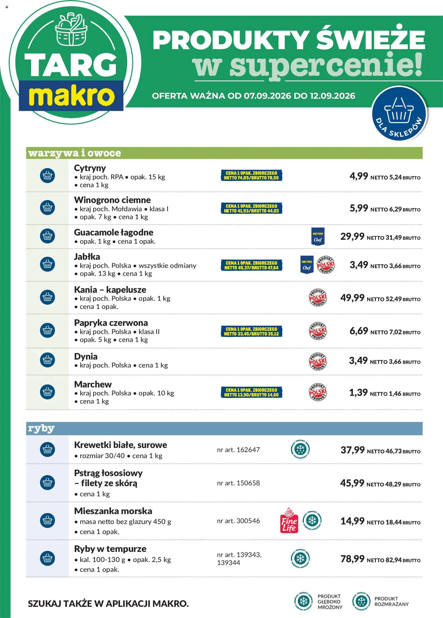 Makro gazetka - Oferta świeża w super cenach od 07.09.2026 | Strona: 6 | Produkty: Winogrono, Cytryny, Pstrąg łososiowy, Owoce