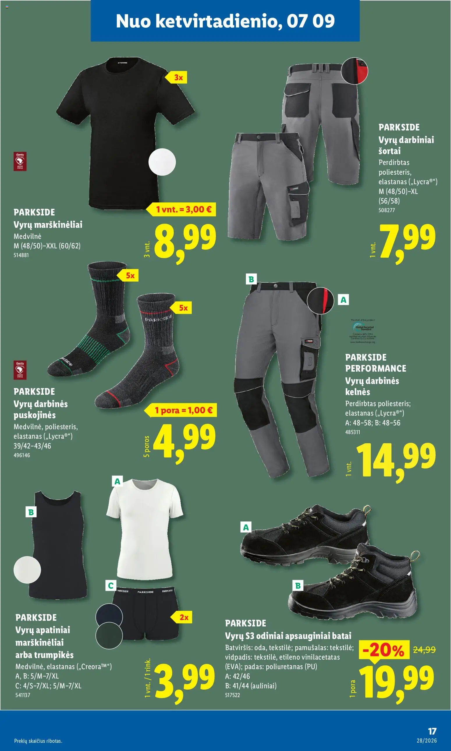 LIDL akcijos nuo 2026.07.06 | Puslapis: 17 | Prekių: Marškinėliai, Kelnes, Šortai, Trumpikės