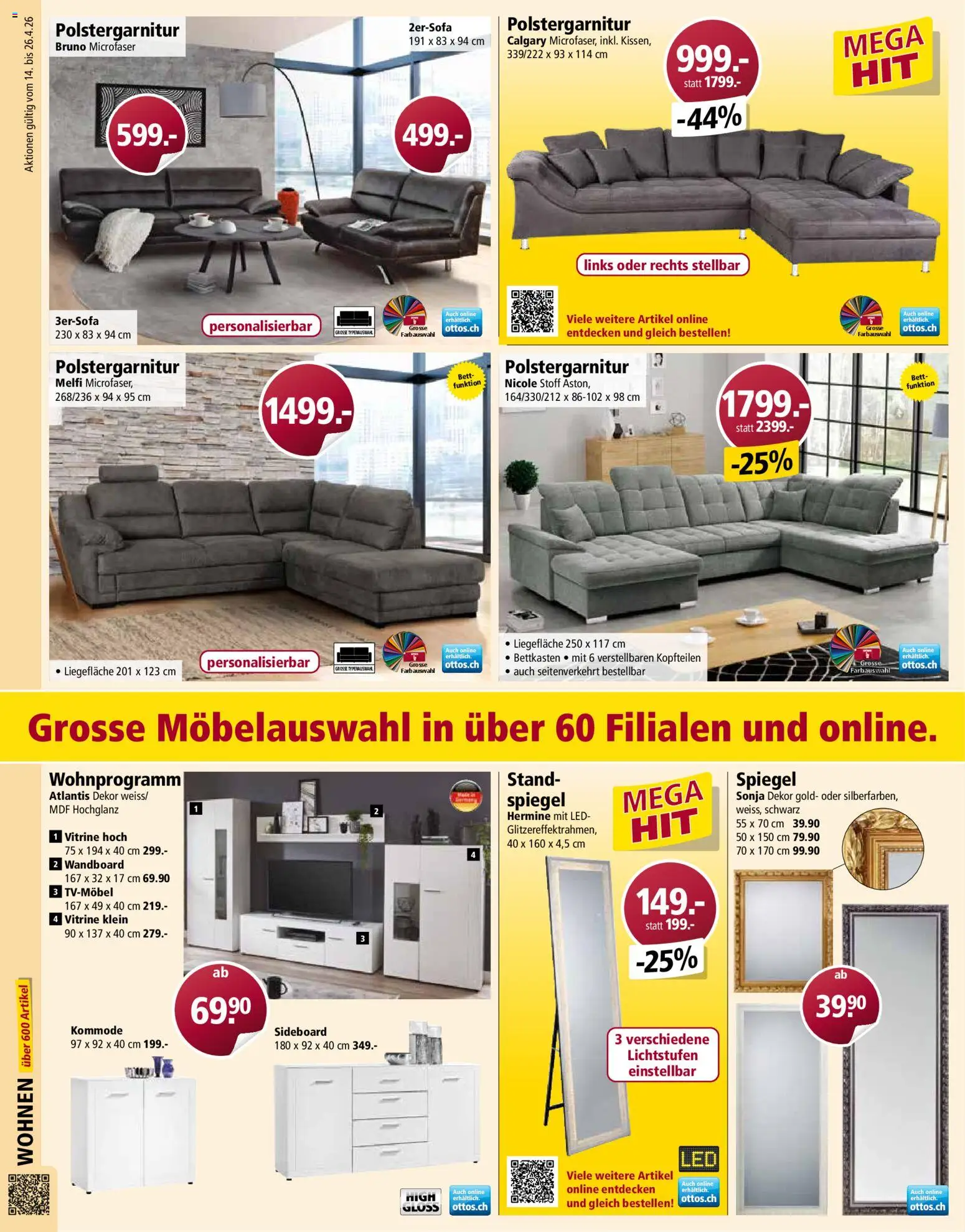 Otto's aktionen – gültig ab 14.04.2026 | Seite: 10 | Produkte: Kommode, Spiegel, Wandboard, Bett