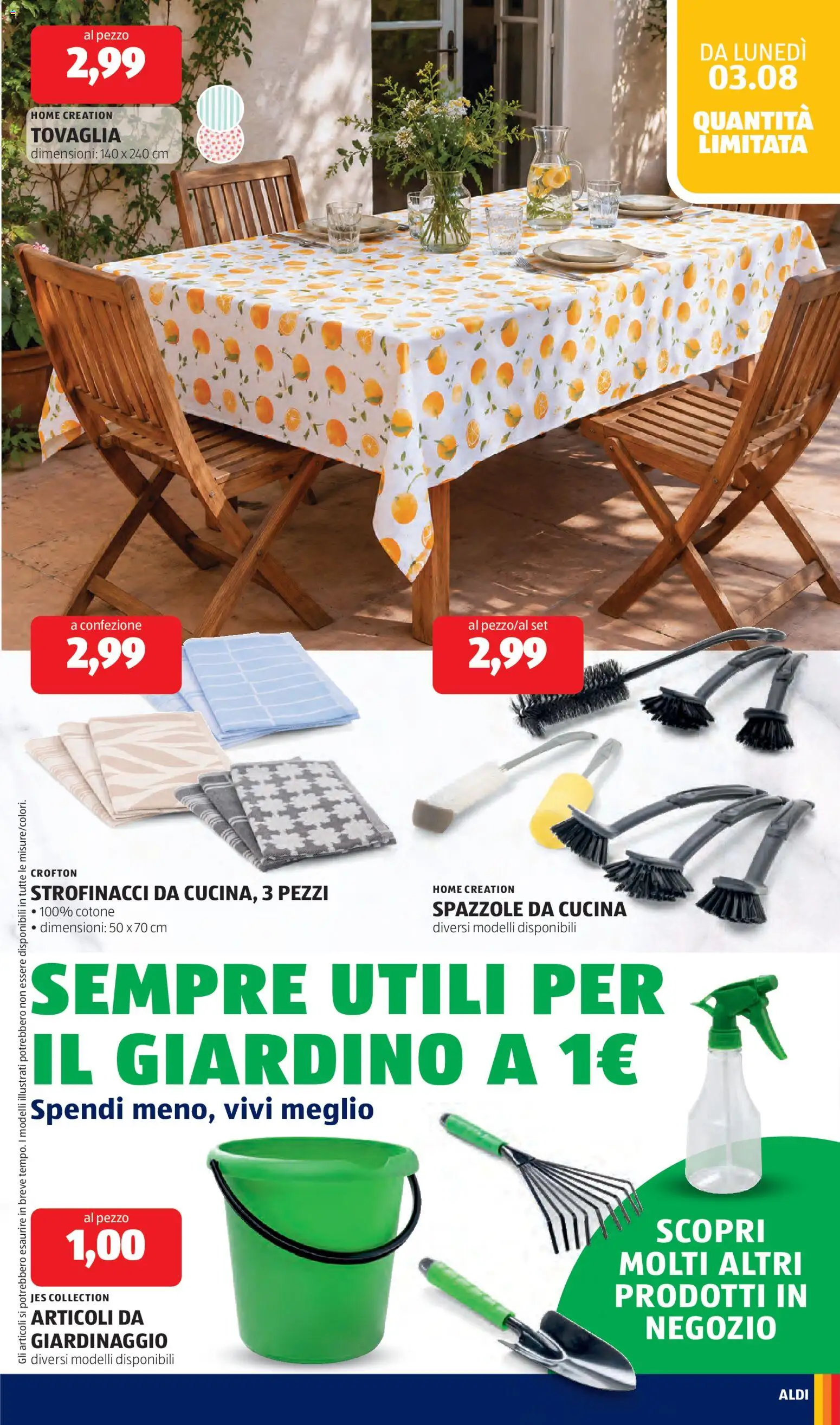 Volantino Aldi del 03/08/2026 | Pagina: 31 | Prodotti: Tovaglia, Strofinacci