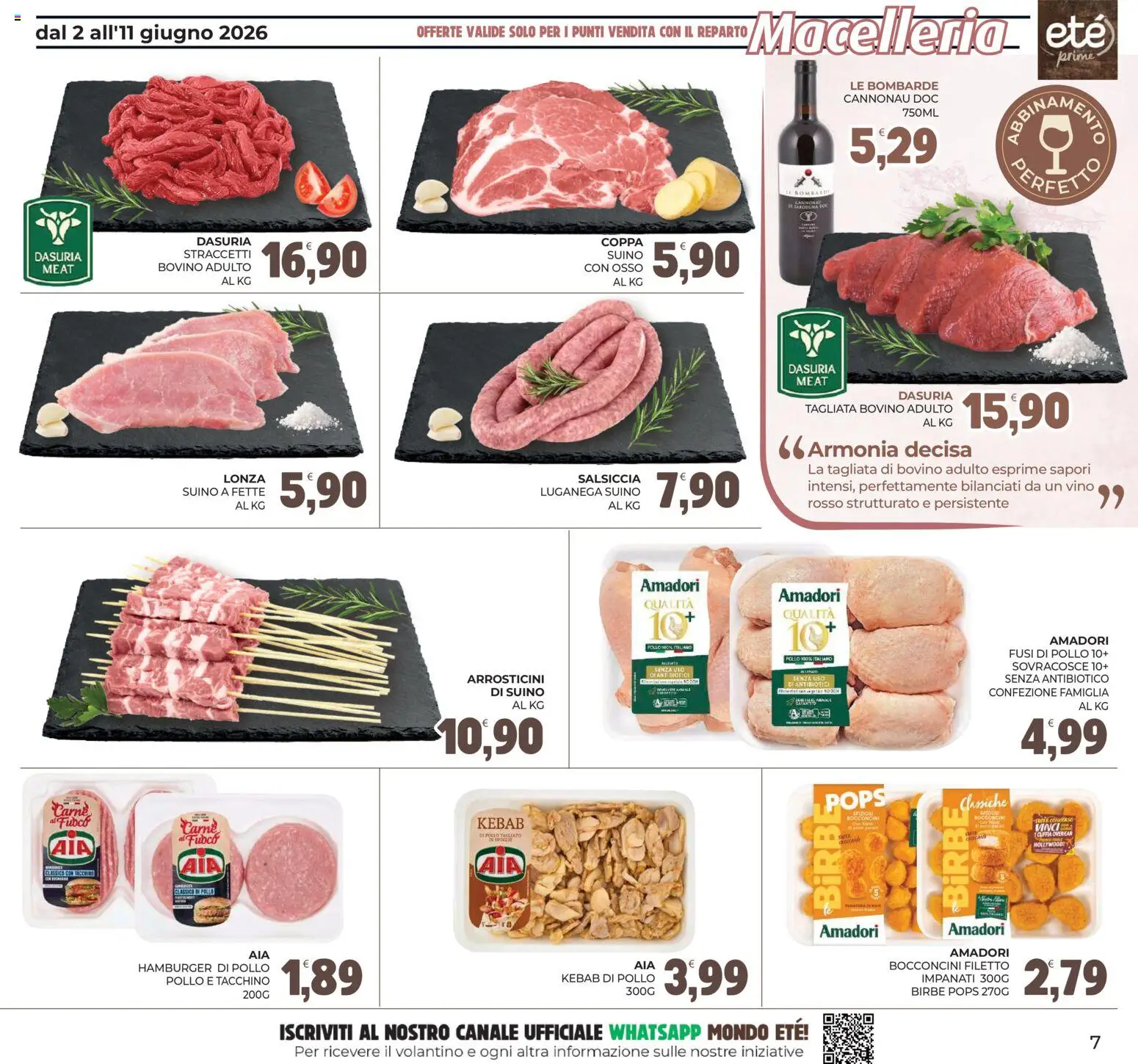 Volantino Eté del 02.06.2026 | Pagina: 7 | Prodotti: Bovino, Salsiccia, Vino, Arrosticini