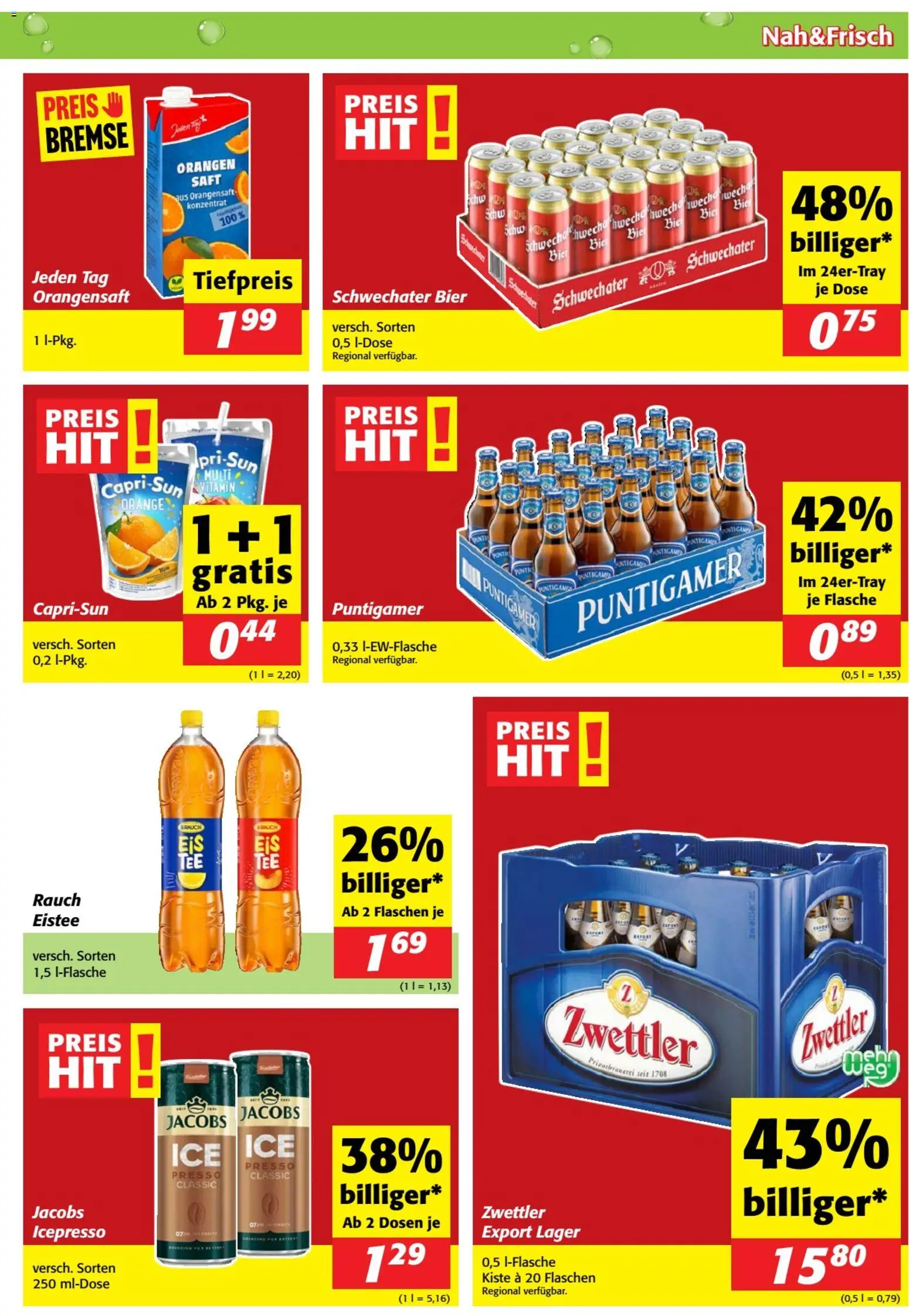 Nah und Frisch Flugblatt gültig ab 19.08.2026 | Seite: 7 | Produkte: Saft, Bier, Orangen