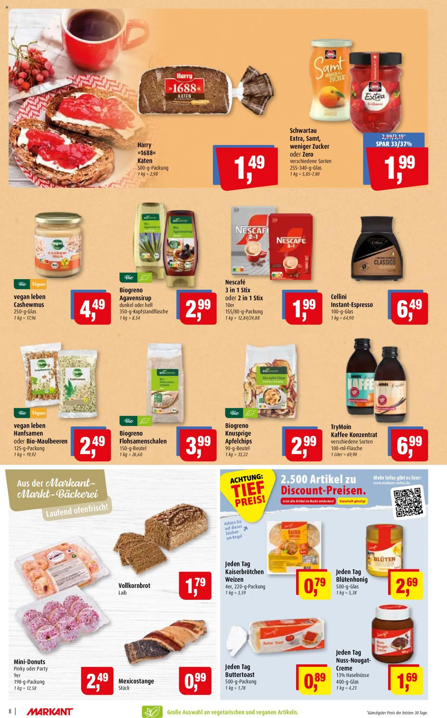 Markant Prospekt – gültig ab 31.08.2026 | Seite: 8 | Produkte: Bäckerei, Kaffee, Regal, Zucker
