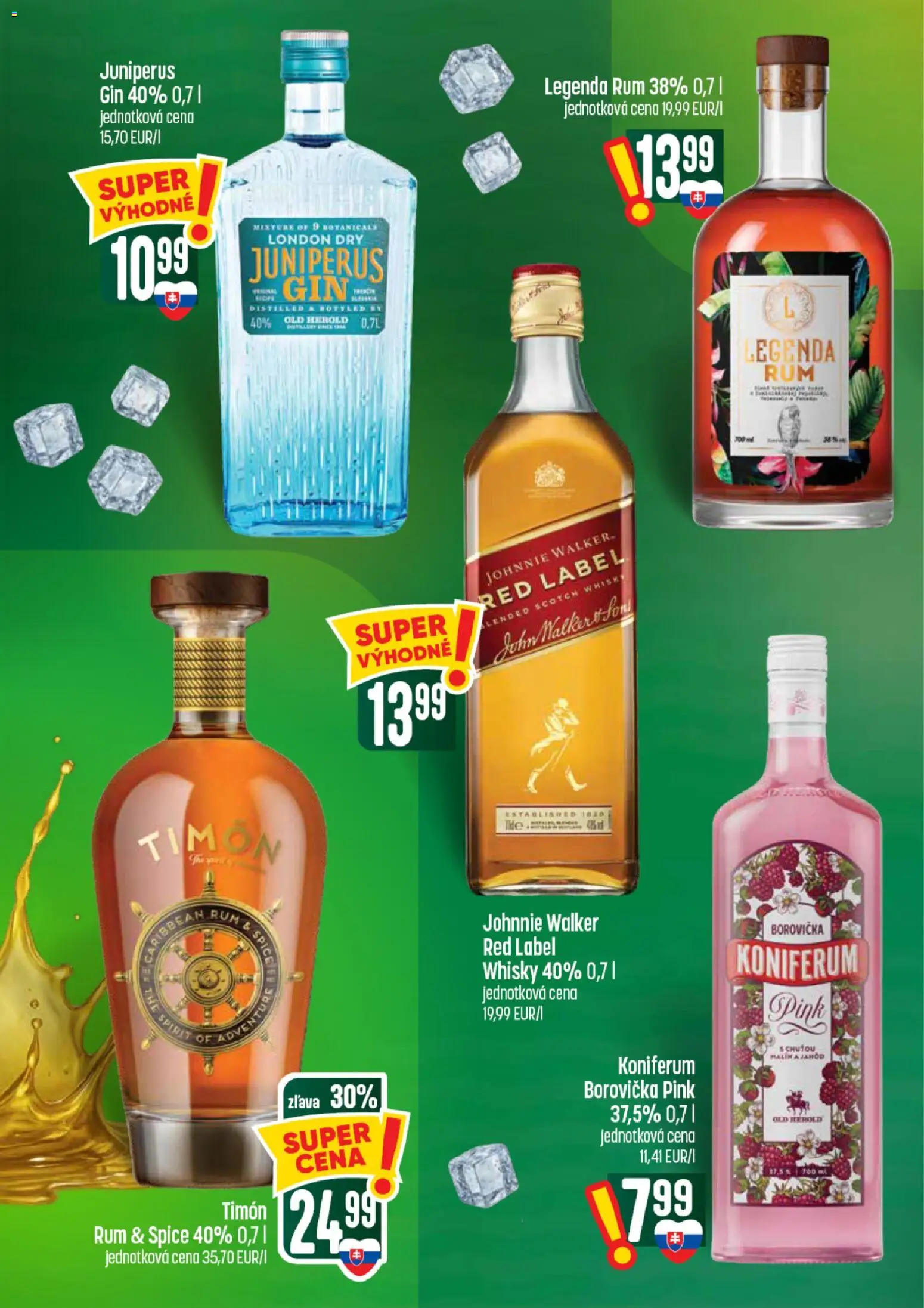 Nové COOP Jednota akcie – leták je platný od 30.07.2026 | Strana: 54 | Produkty: Borovička, Gin, Whisky, Rum