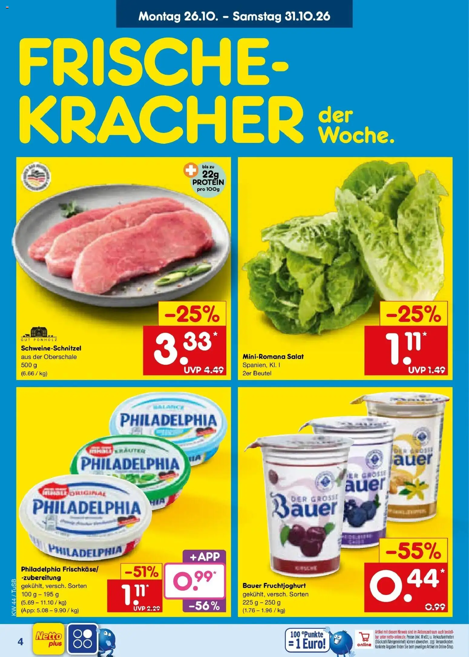 Netto Marken-Discount Prospekt Sindelfingen – gültig ab 26.10.2026 | Seite: 6 | Produkte: Philadelphia, Fruchtjoghurt, Salat
