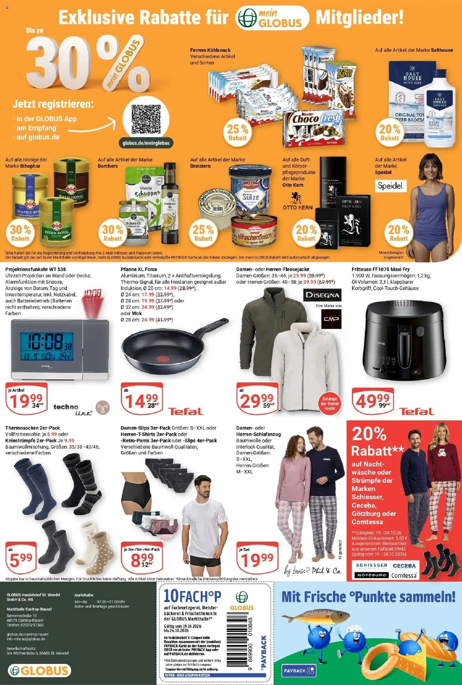 Globus Prospekt Castrop-Rauxel (ab 19.10.2026) » Angebote online | Seite: 27 | Produkte: Strümpfe, Öl, Wok, Uhr