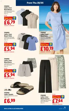 Preview of Lidl - Lidl Weekly valid from 28.05.2026 | Page: 15 | Products: Dress, Blouse, Shorts, Sandals