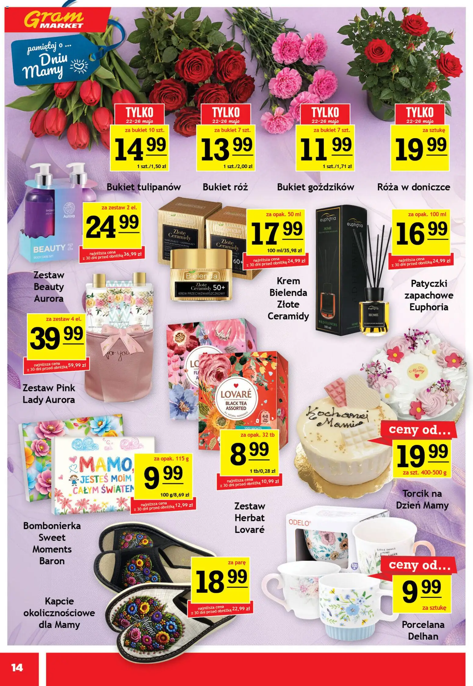 Gram Market gazetka od 20.05.2026 | Strona: 14 | Produkty: Kapcie, Róż, Róża w doniczce, Krem