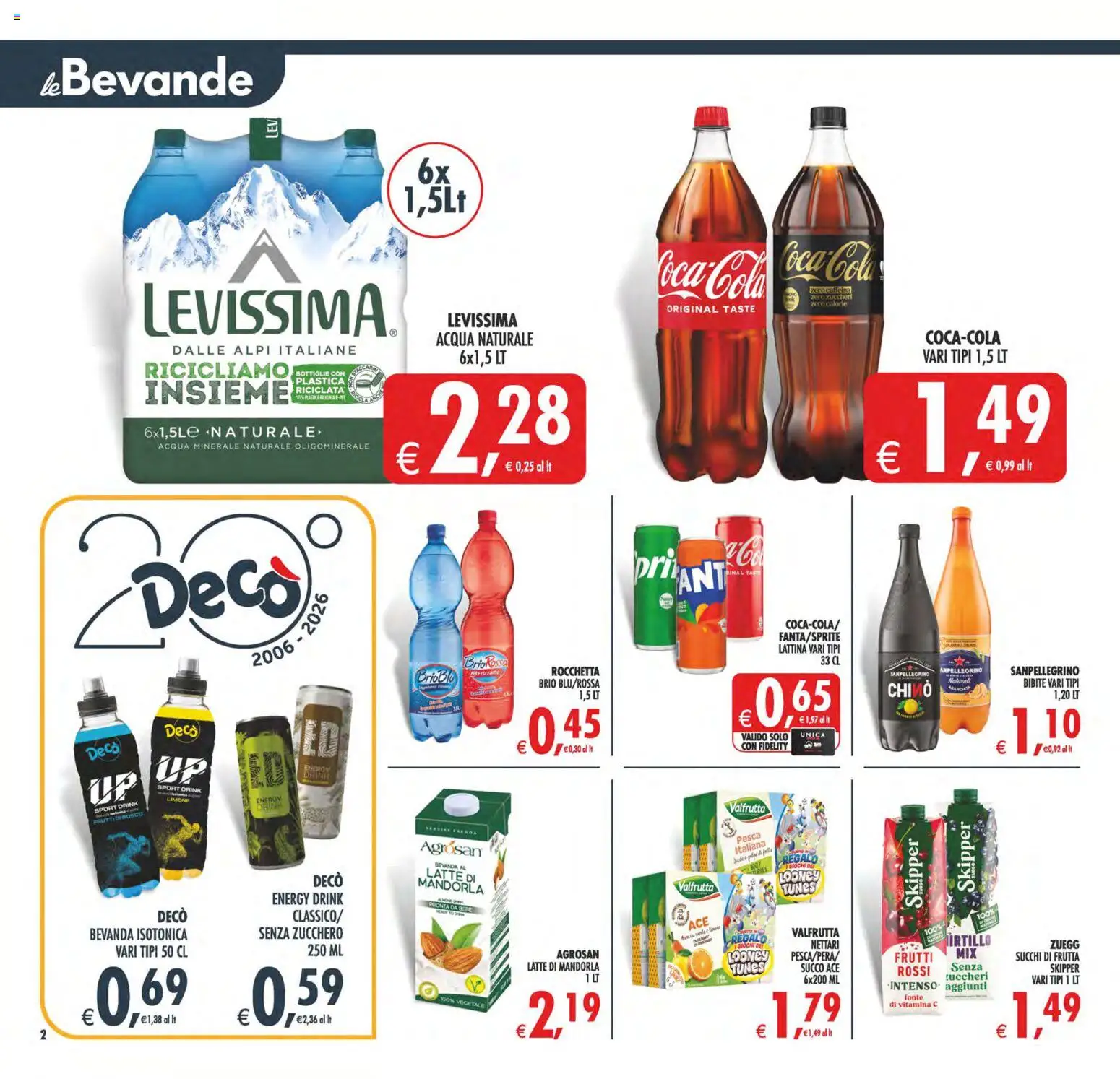 Volantino Decò del 31/07/2026 | Pagina: 2 | Prodotti: Succo, Acqua, Frutta, Latte