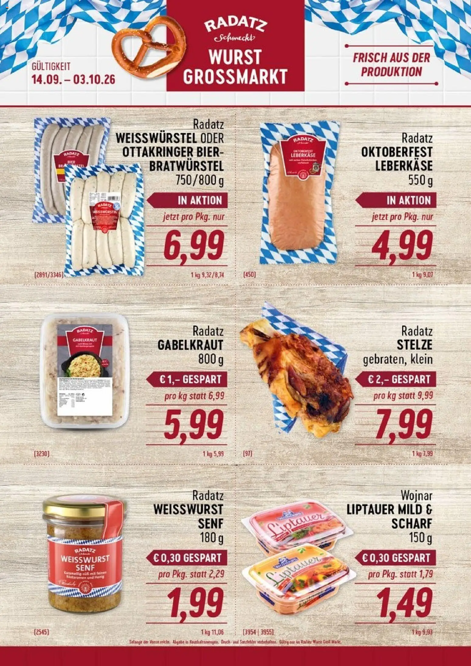 Radatz Flugblatt gültig ab 14.09.2026 | Seite: 1 | Produkte: Wurst, Bier