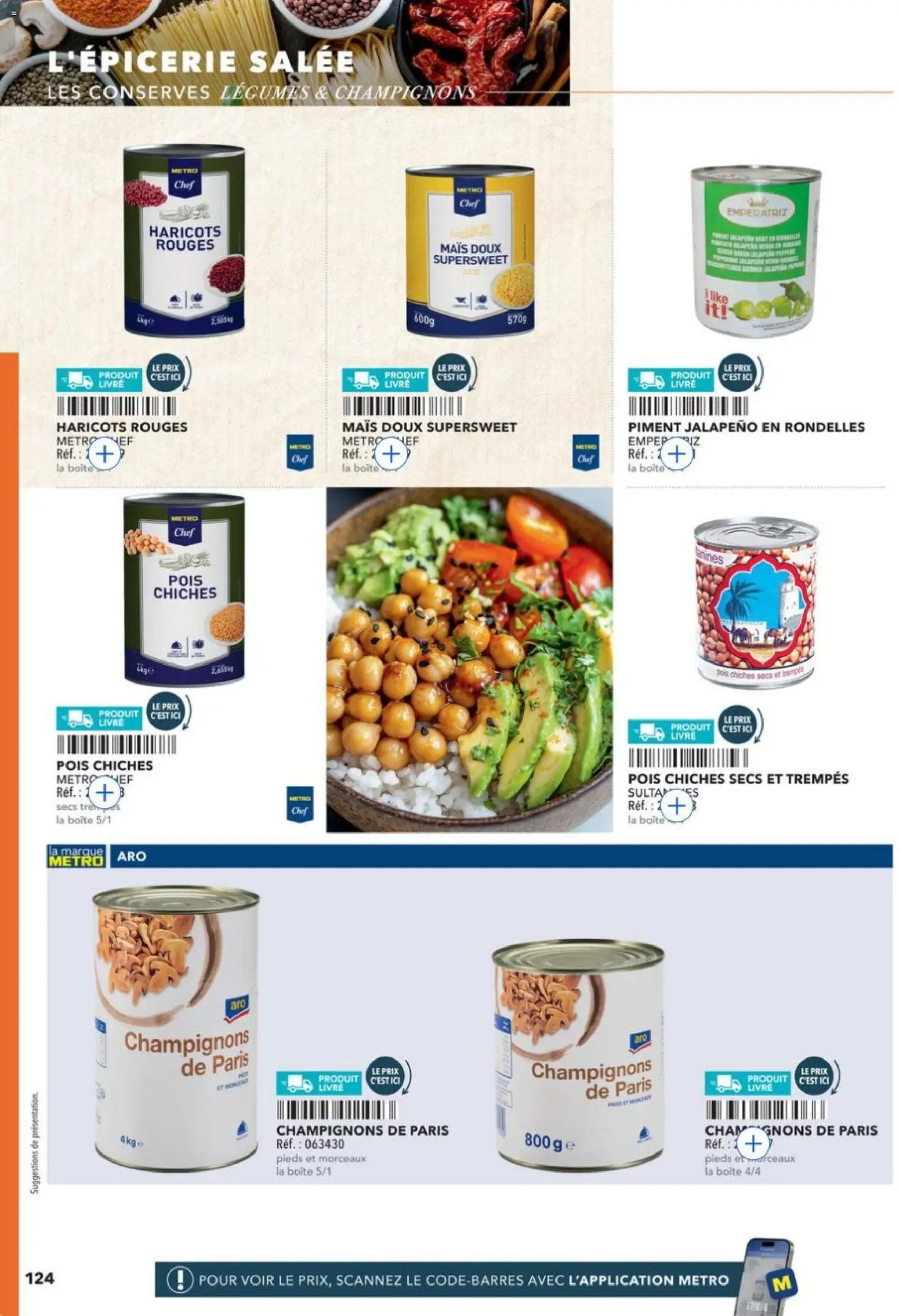 {H1} | Page: 124 | Produits: Mais, Haricots rouges, Pois chiches, Pois