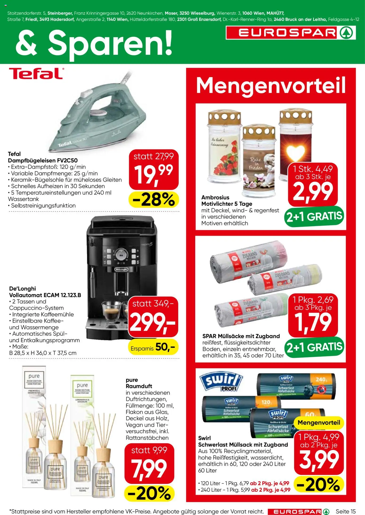 Eurospar Flugblatt gültig ab 16.07.2026 | Seite: 15 | Produkte: Müllsäcke, Kaffee